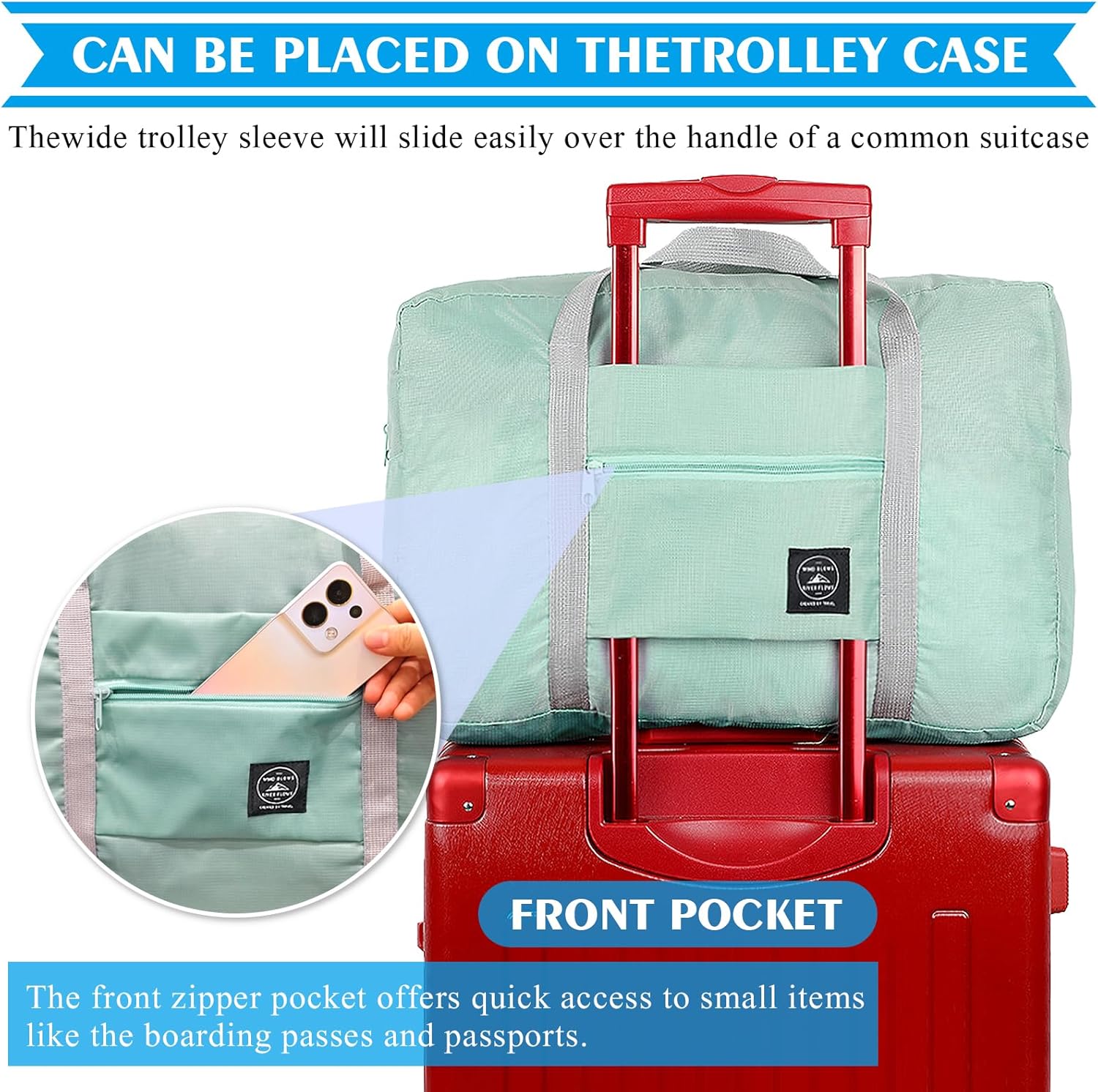 Foldable Travel Duffel Bag 2PCS Tote Carry on Luggage Bag Spirit Airlines Personal item Sports Gym