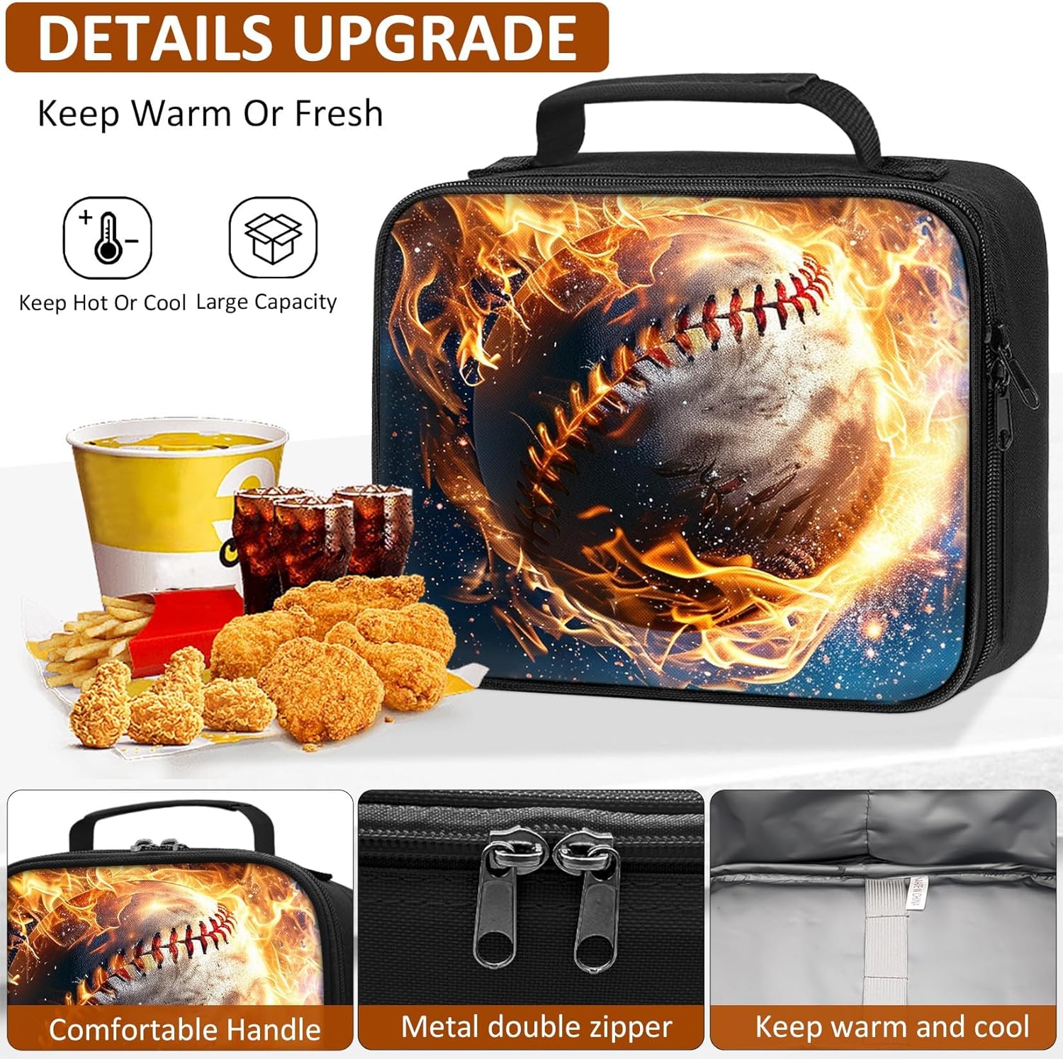 School Backpack for Boys - 4pcs Baseball Boys Backpack with Lunch Box Set for Kids Children Teens