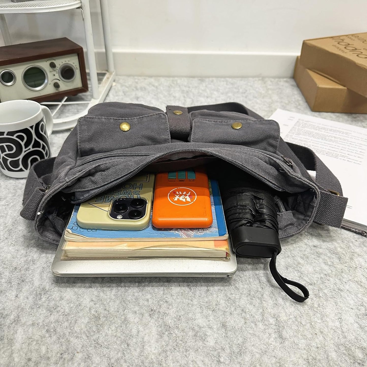 School Vintage Canvas Messenger Bag for Men Crossbody Shoulder Bag Satchel