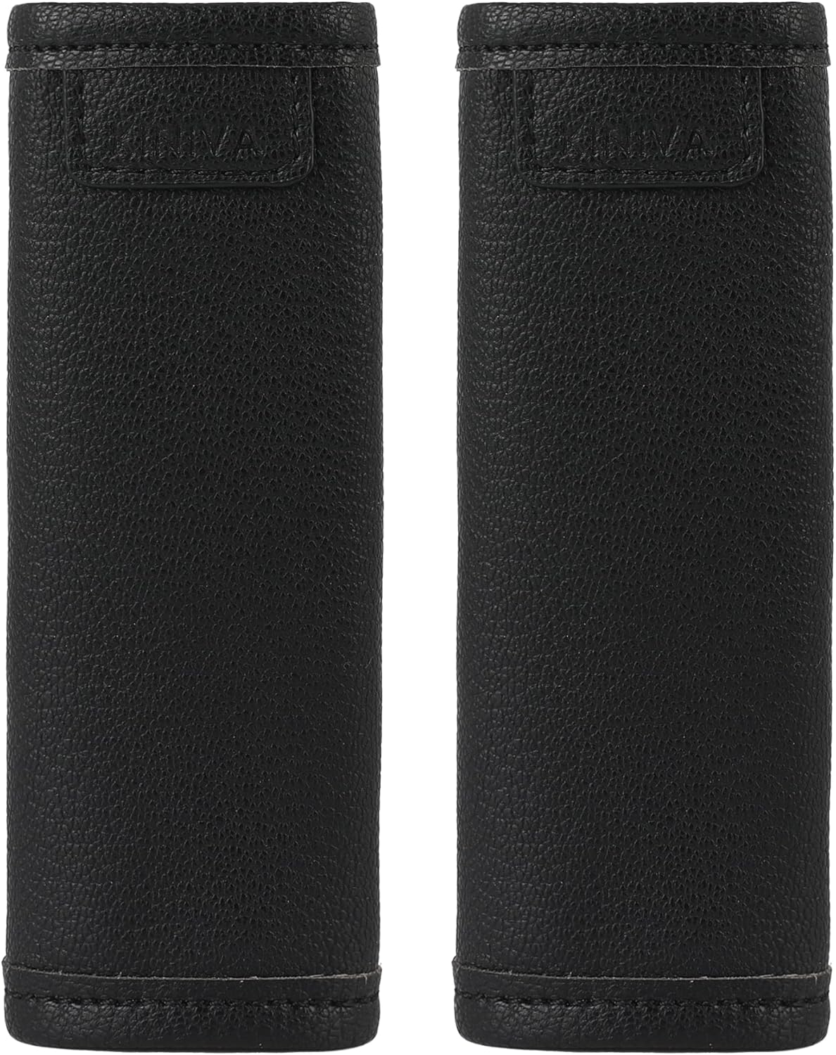 KINIVA 2 Pack Set Black Vegan Leather Luggage Handle Wraps, Luggage Identifiers Tags Markers for Suitcase, Travel Accessories