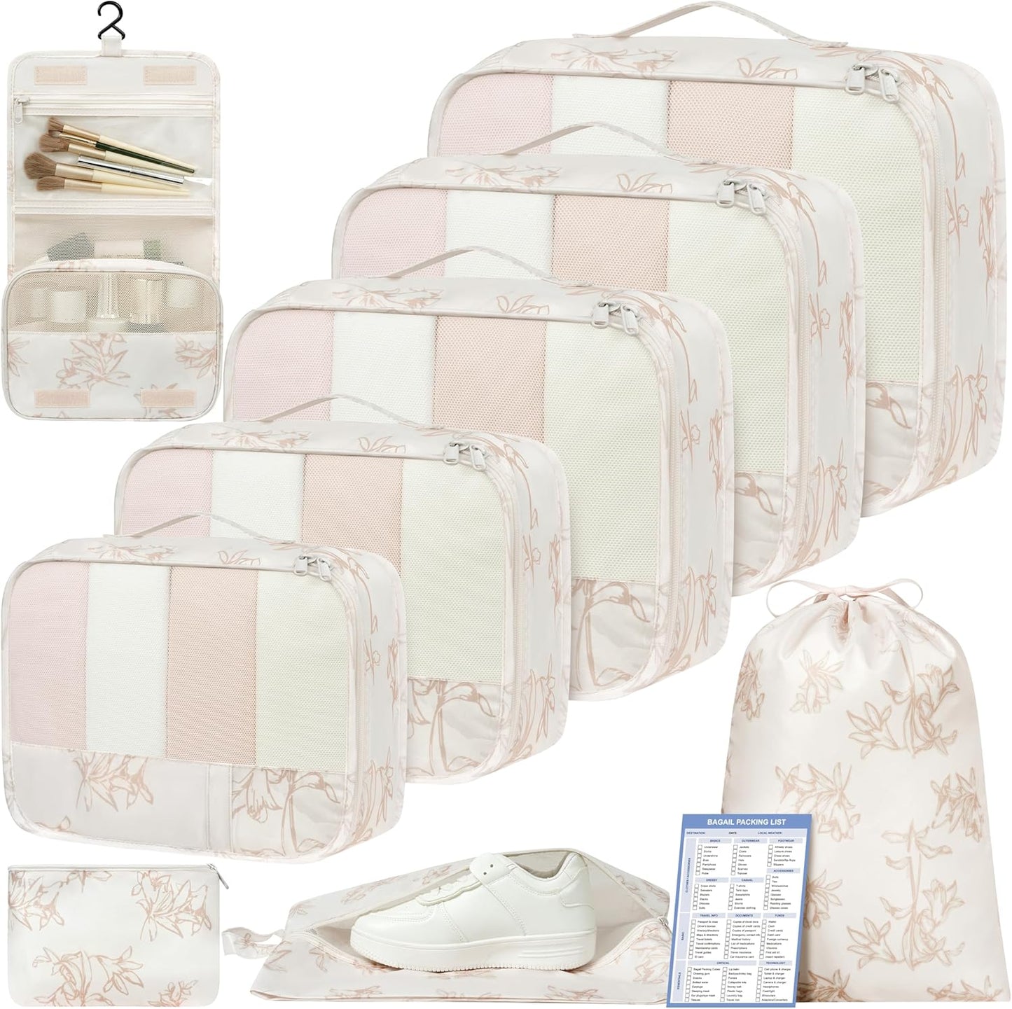 BAGAIL 9 Set Packing Cubes Luggage Packing Organizers for Travel Accessories