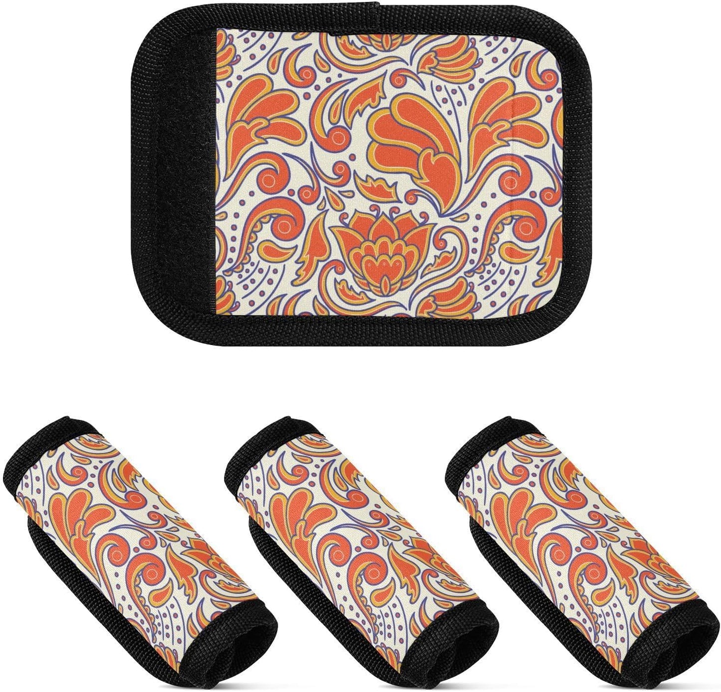 2 PC Luggage Handle Wrap Luggage Handle Covers Tags for Suitcase Bags Travel Luggage Handle Identifier Gripper Retro Flowers