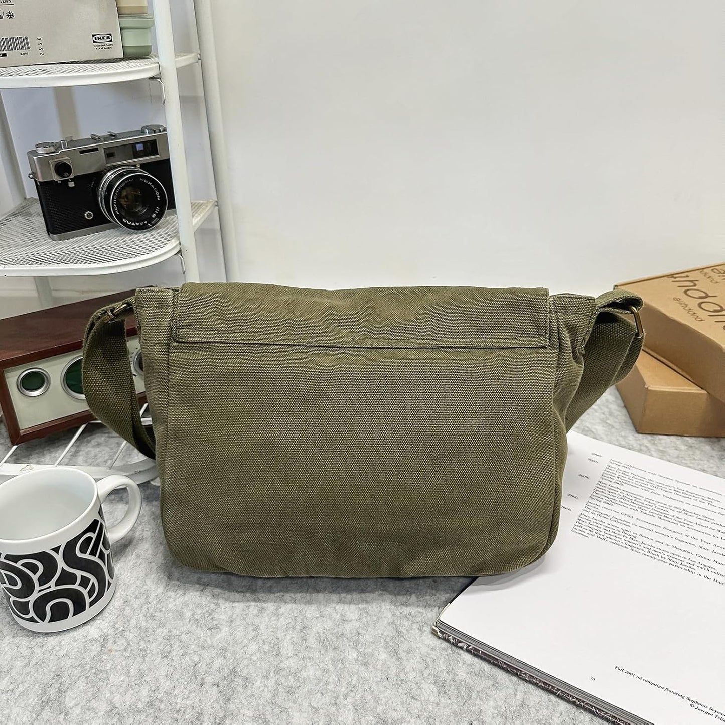 School Vintage Canvas Messenger Bag for Men Crossbody Shoulder Bag Satchel