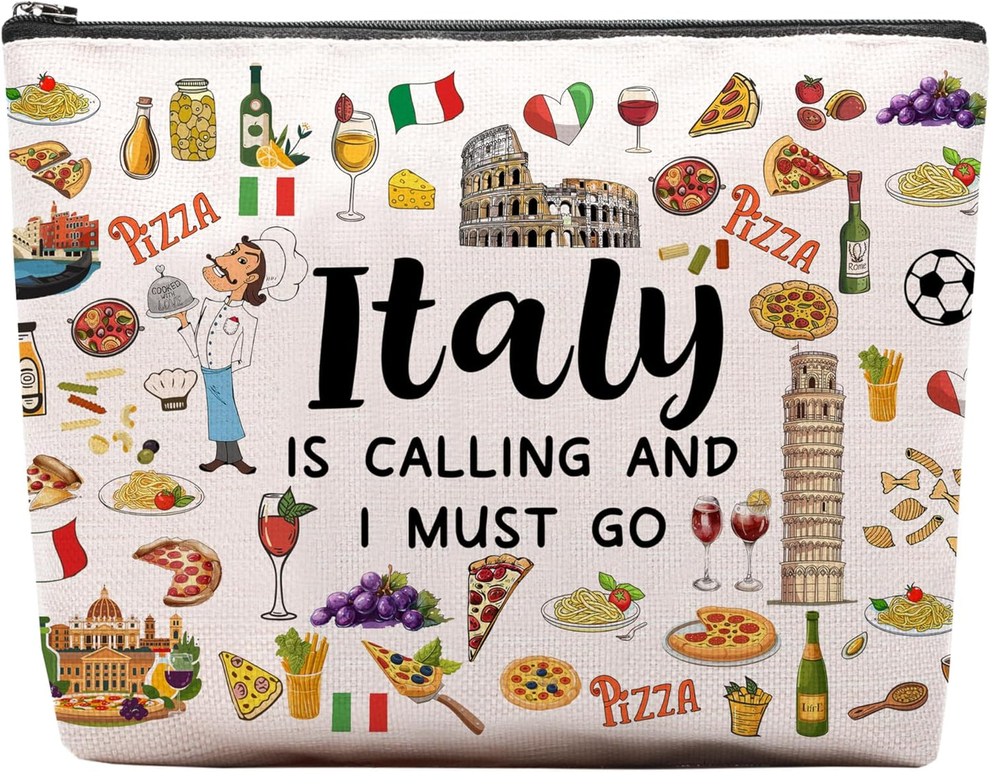 Italy Travel Gift Makeup Bag, Italy Lover Themed Gifts for Traveller Women Friends, Italian Travel Trip Essentials Souvenir, Italian Trip Gifts for Women Party Favors