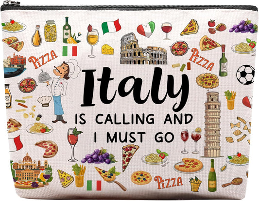 Italy Travel Gift Makeup Bag, Italy Lover Themed Gifts for Traveller Women Friends, Italian Travel Trip Essentials Souvenir, Italian Trip Gifts for Women Party Favors