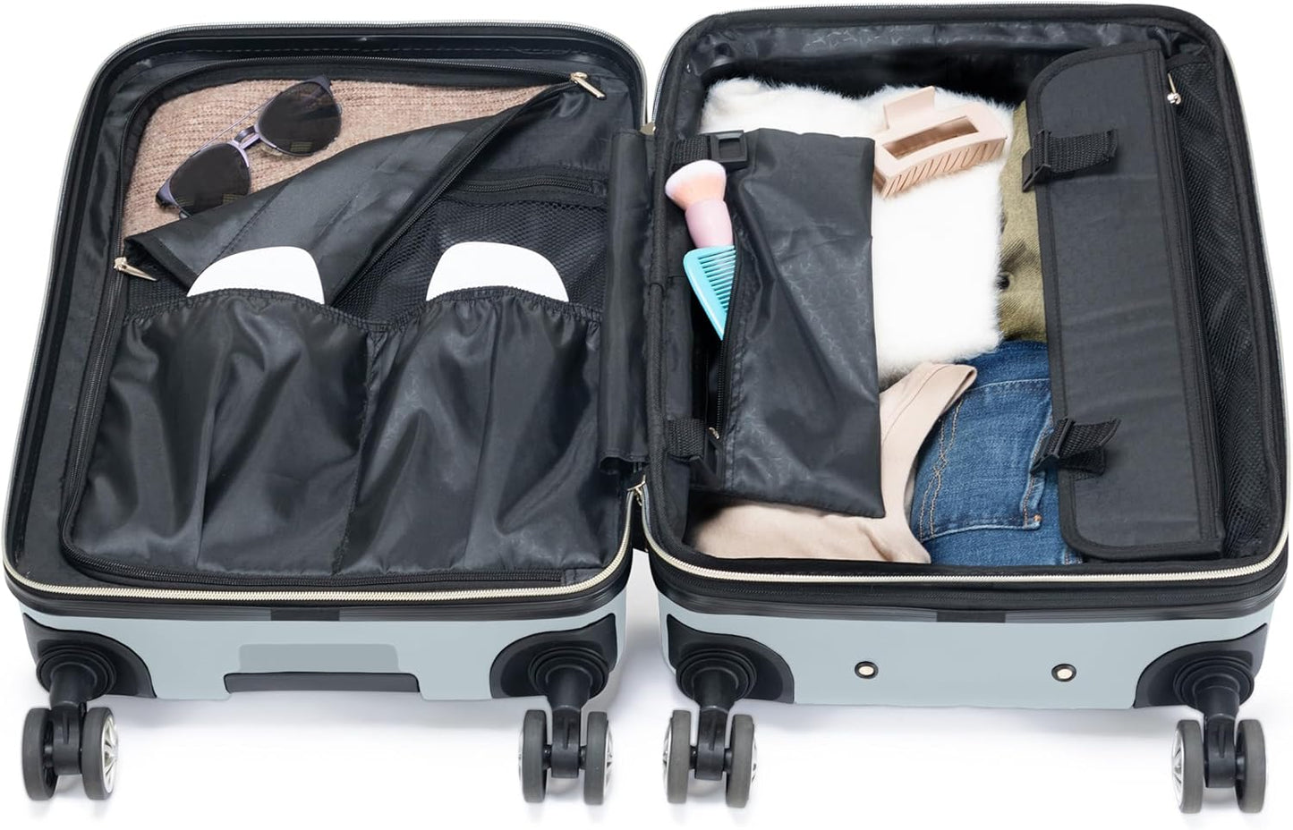 Kenneth Cole REACTION Madison Square Lightweight Hardside Chevron Expandable Spinner Luggage, Slate, 20-Inch Checked