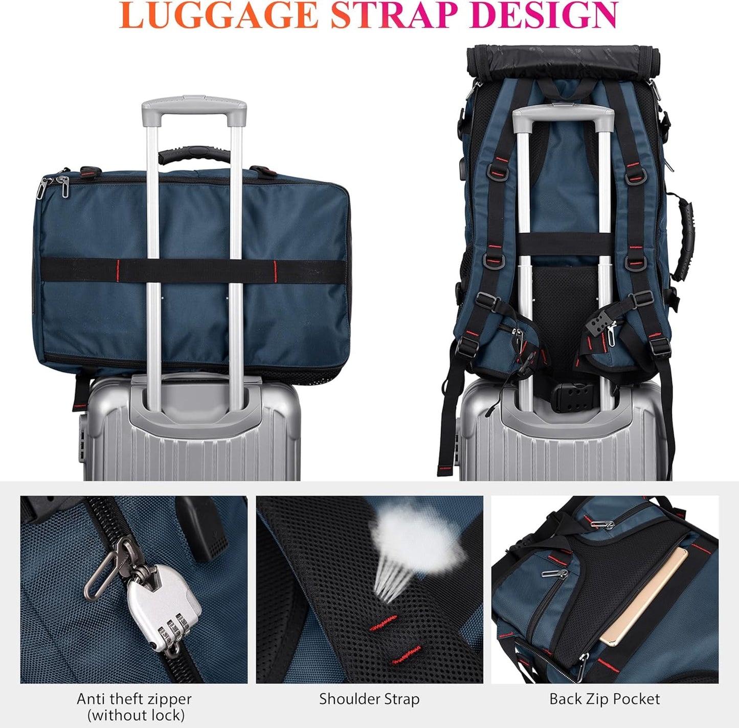 WITZMAN Carry on Travel Backpack for Men Women Airline Approved Convertible Nylon Duffle Backpack