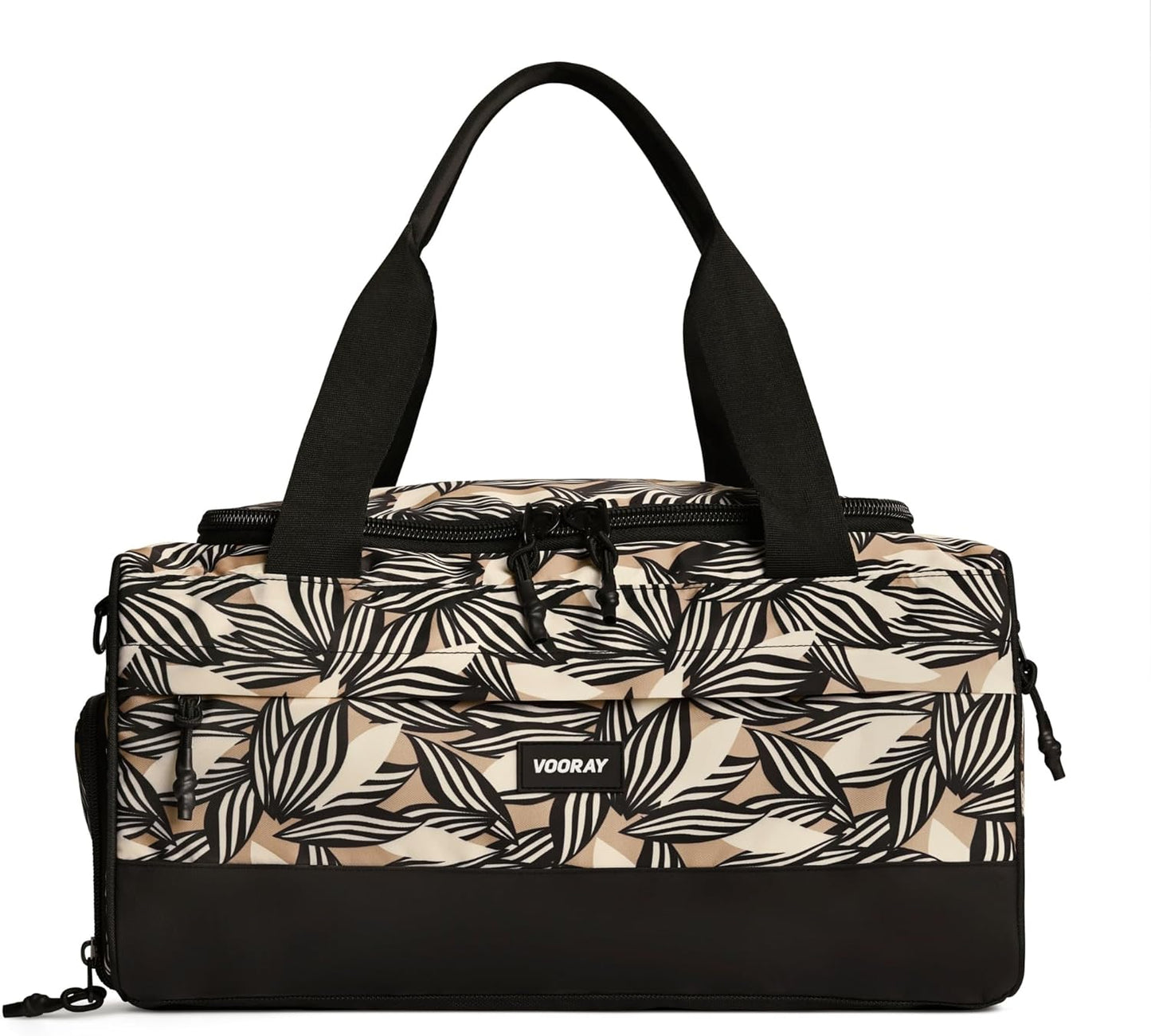 Vooray 22L Boost Duffel Bag – Small Travel & Sports Gym Bag for Women and Men with Shoe Pocket, Weekender for Overnight Football, Travel, Hospital Stays or Workout, Textured Leaves