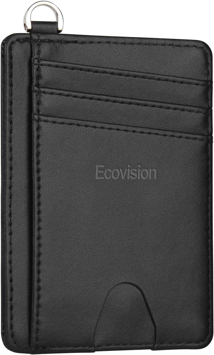 EcoVision Slim Minimalist Front Pocket Wallet, RFID Blocking Credit Card Holder Wallet with Detachable D-Shackle for Men Women