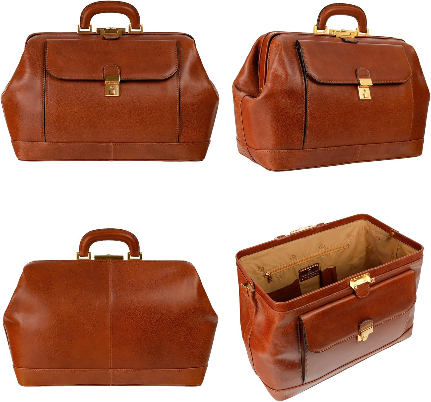 Time Resistance Leather Doctor Bag - Top Handle Bag - Medical Briefcase - Gladstone Handbag
