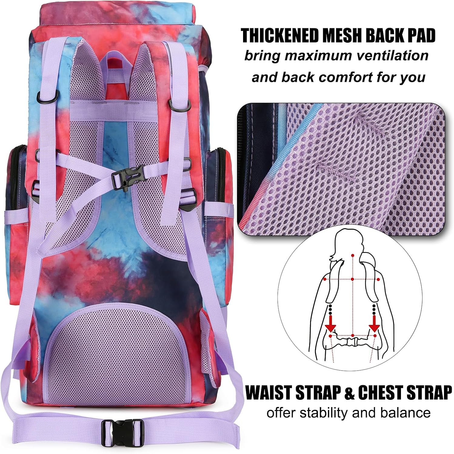 Hiking Backpack for Men 70L/100L Camping Backpack Military Rucksack Molle 3 Days Assault Pack for
