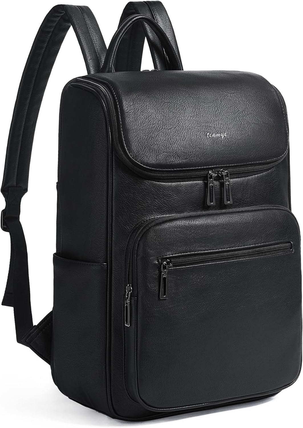 Computer Leather Backpack for Women Travel Back pack with 15.6 inch Laptop Compartment, Vintage Ladies Backpack, Black