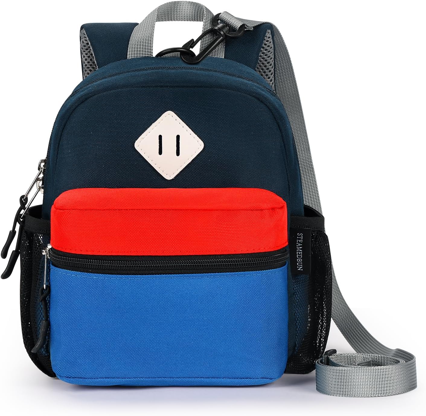 STEAMEDBUN Toddler Backpack Leash for 1-3: Backpack with Leash for Boys Girls - Anti-Lost Harness Backpack for Walking, Dark-blue&red