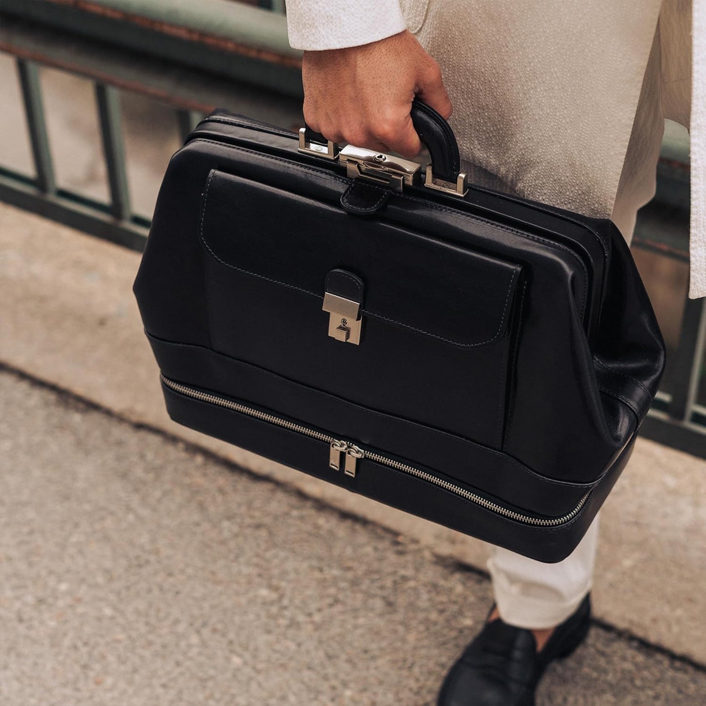 Time Resistance Leather Doctor Bag - Italian Handmade Medical Bag - Vintage Style Handbag - Real Leather Briefcase