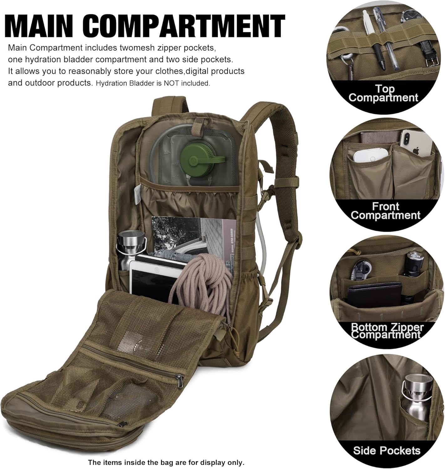 Mardingtop Tactical Backpacks Molle Hiking daypacks for Motorcycle Camping Hiking Military Traveling,25L Backpack