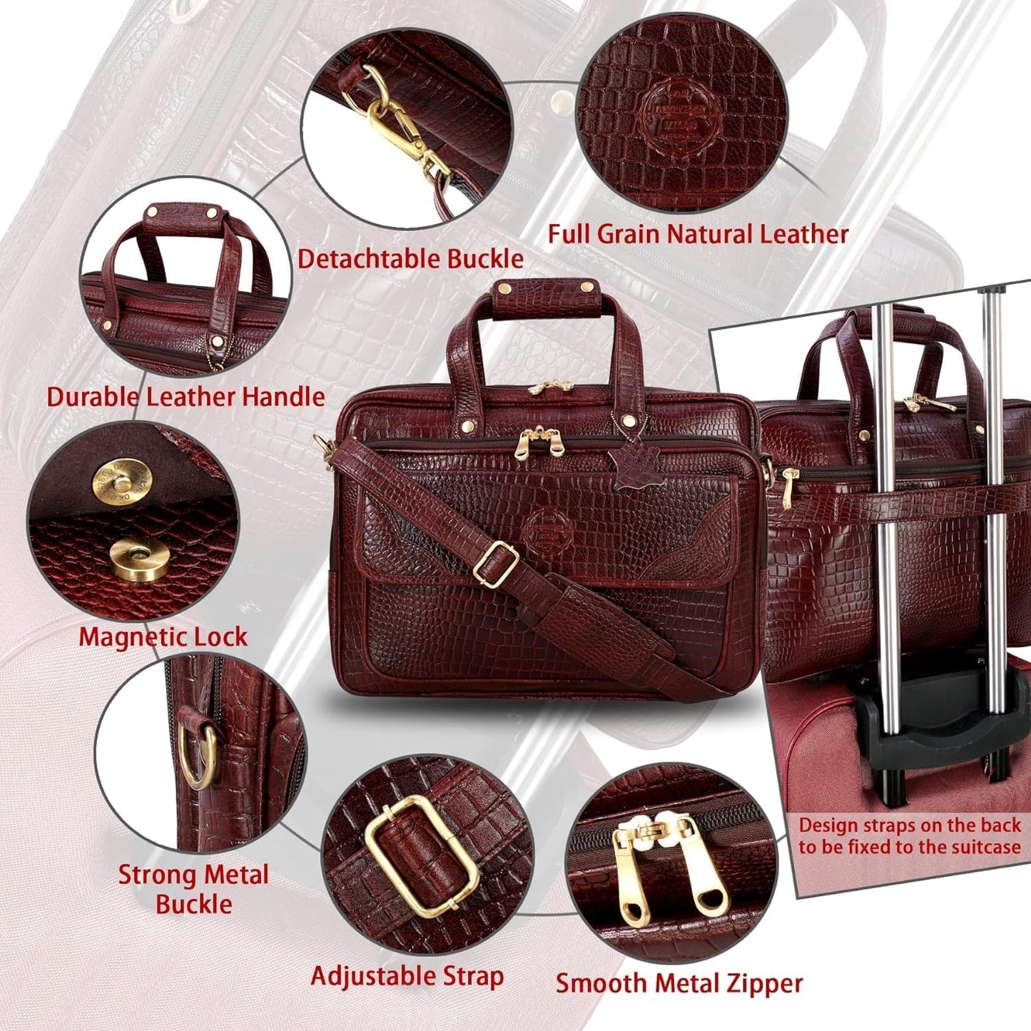 DA LV Full Grain Leather Laptop Briefcase for Men Top Choice Gifts Laptop Bag Multiple 16'' Compartments Brass Hardware