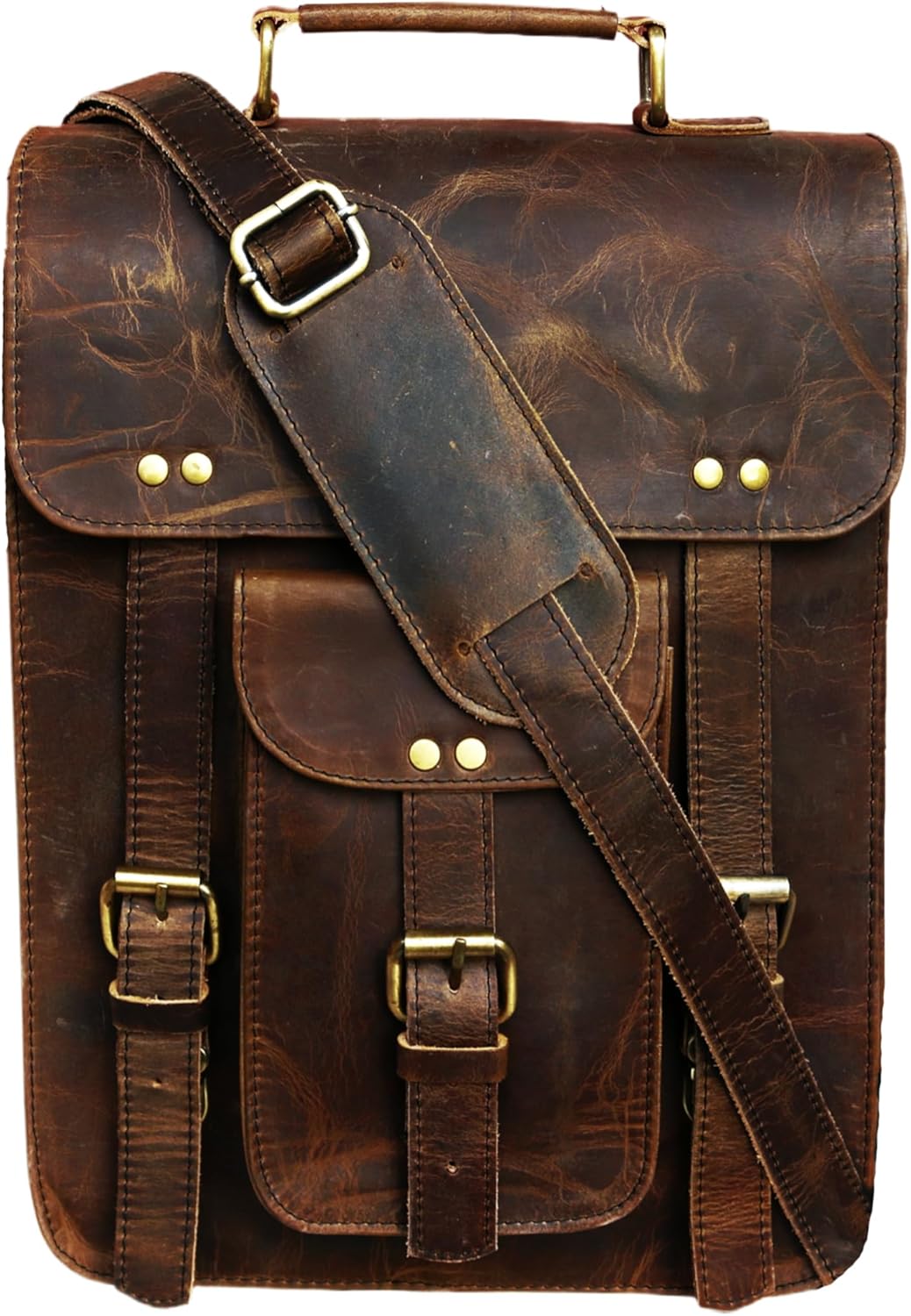 jaald Genuine Leather Messenger Bag Vintage Laptop Crossbody Bag Satchel Man Purse Shoulder Bag for man woman office bag