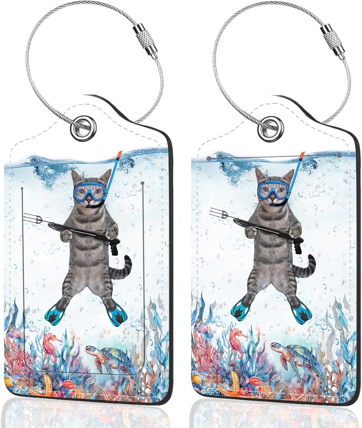2Pack Luggage Tags for Suitcases, Cute Unique Pu Leather Cruise Luggage Tag with Privacy Cover ID