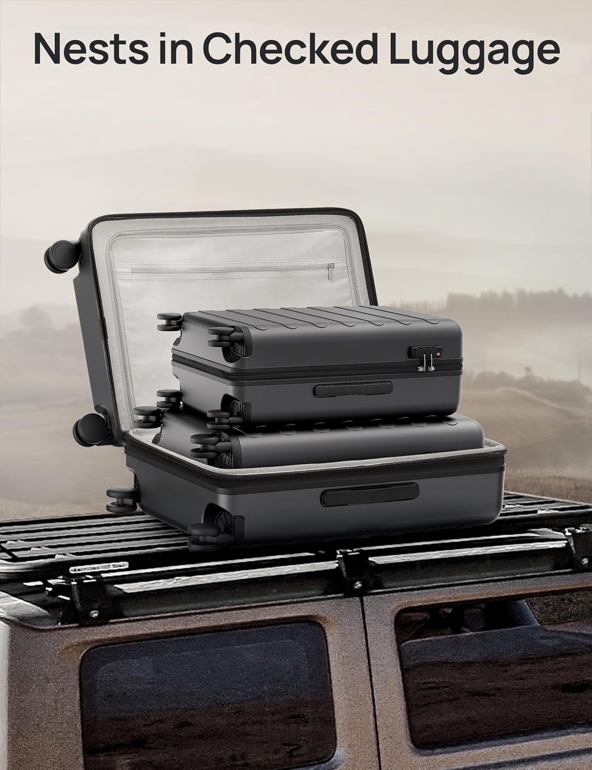 NINETYGO Luggage Sets 2 Piece, Carry On Luggage Airline Approved, Large Checked Luggage with Smooth