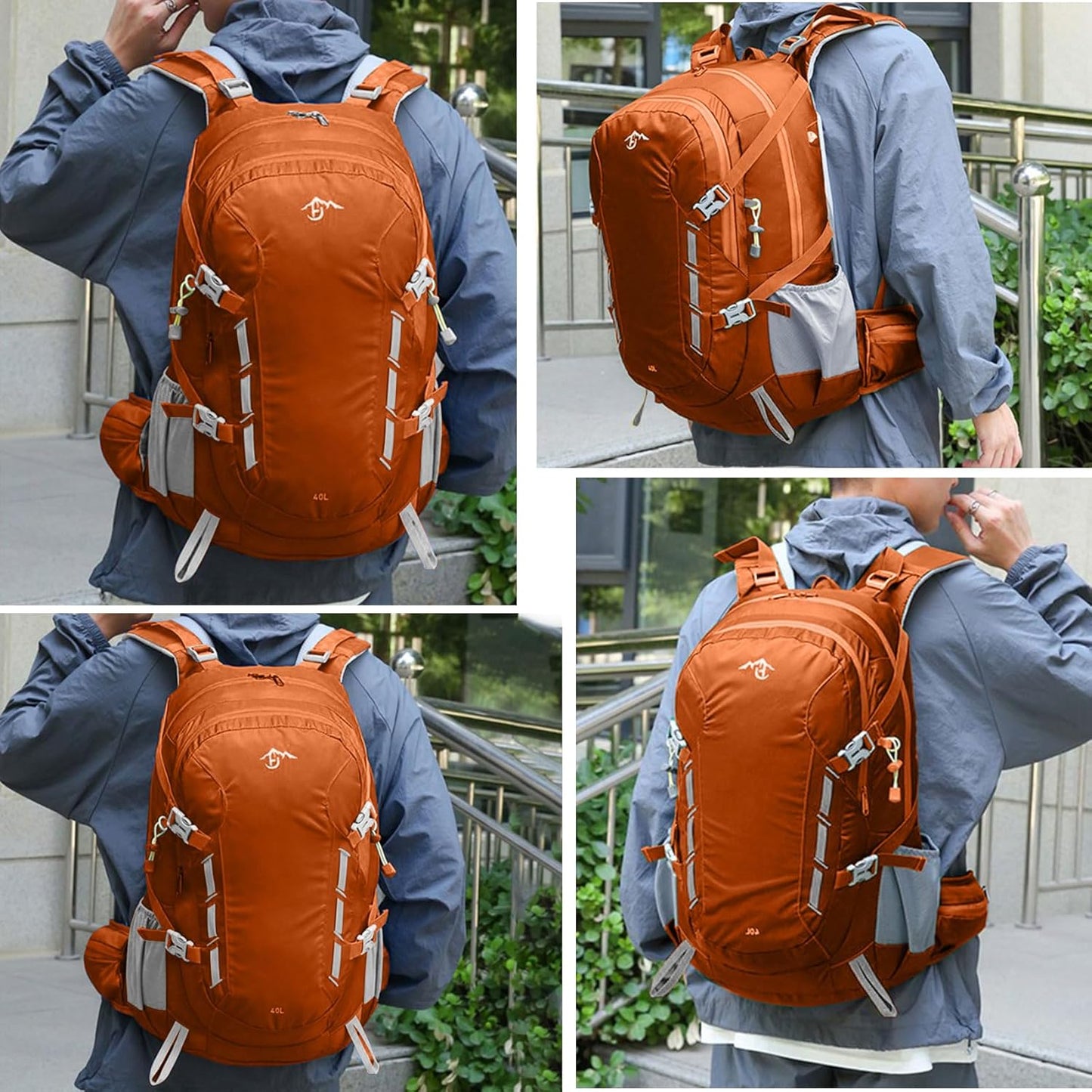 Long Keeper 40L Hiking Backpack Camping Daypack with Waterproof Rain Cover Lightweight Outdoor