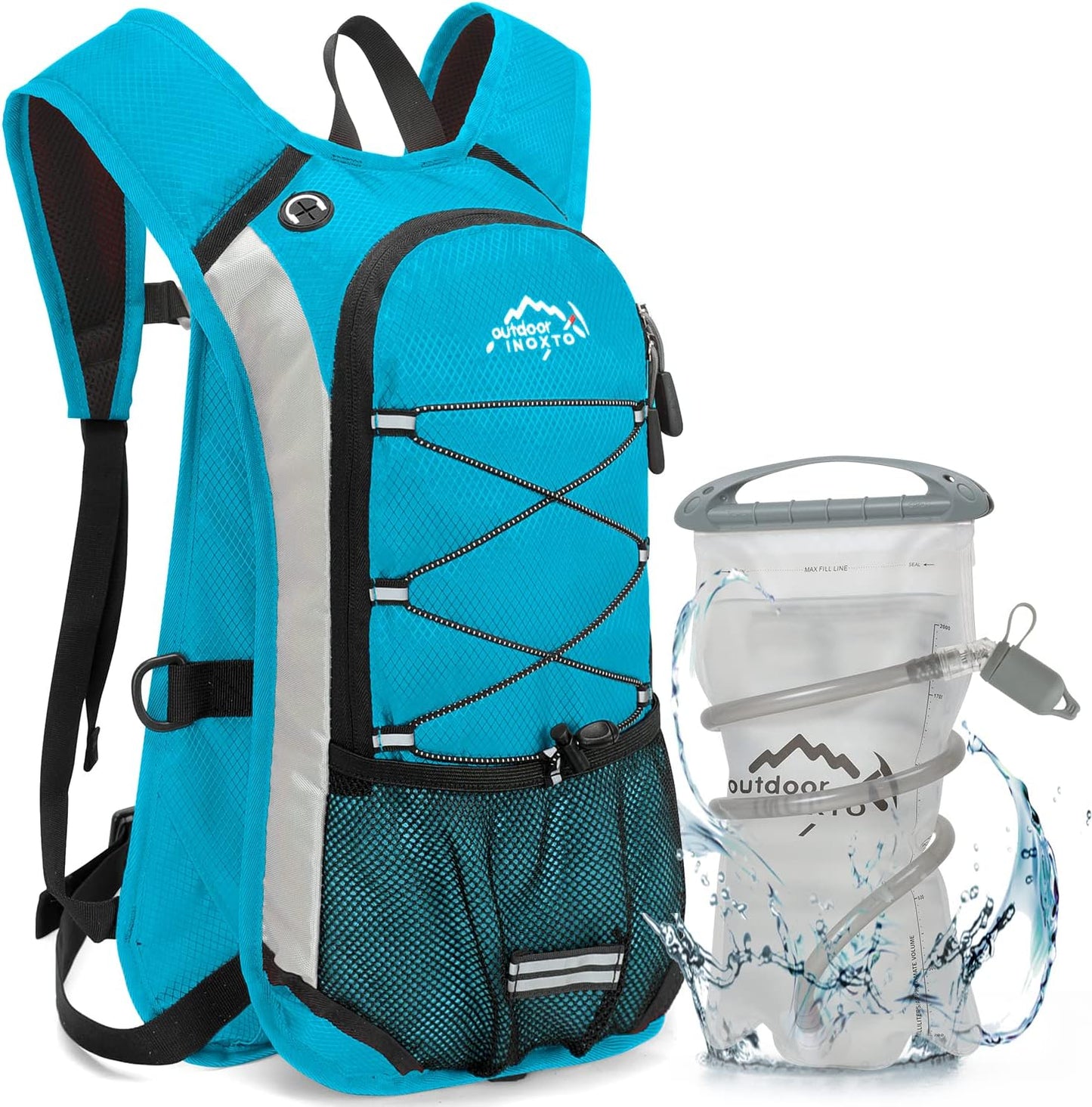 Hydration Pack Backpack, Lightweight Water Backpack with 2L Leakproof Hydration Bladder Daypack for Men Women,Running Hydration Vest for Outdoor Trail