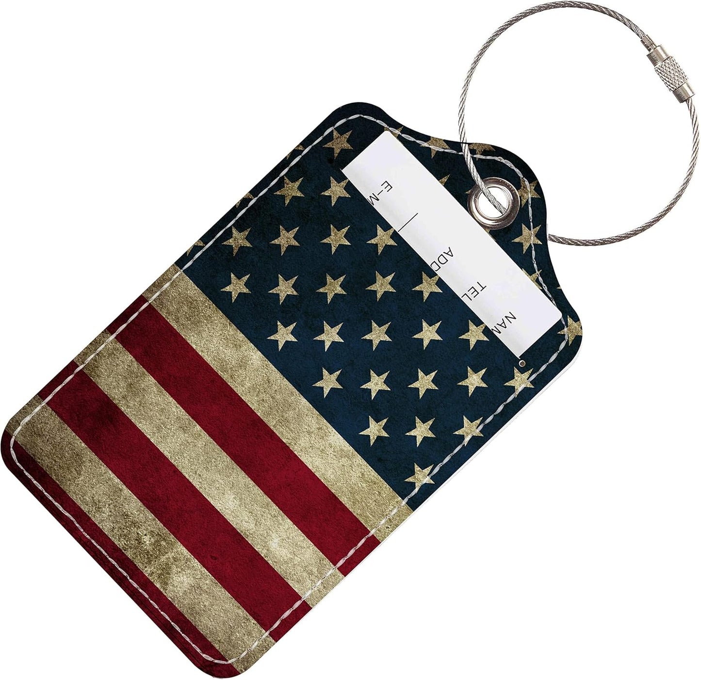 Luggage Tags for Suitcases, 2 Pack Cute PU Leather Suitcase Tag Identifiers TSA Approved with Stainless Steel Loop and Address Card for Baggage Tag for Cruise Airport Travel Essentials by Chelmon