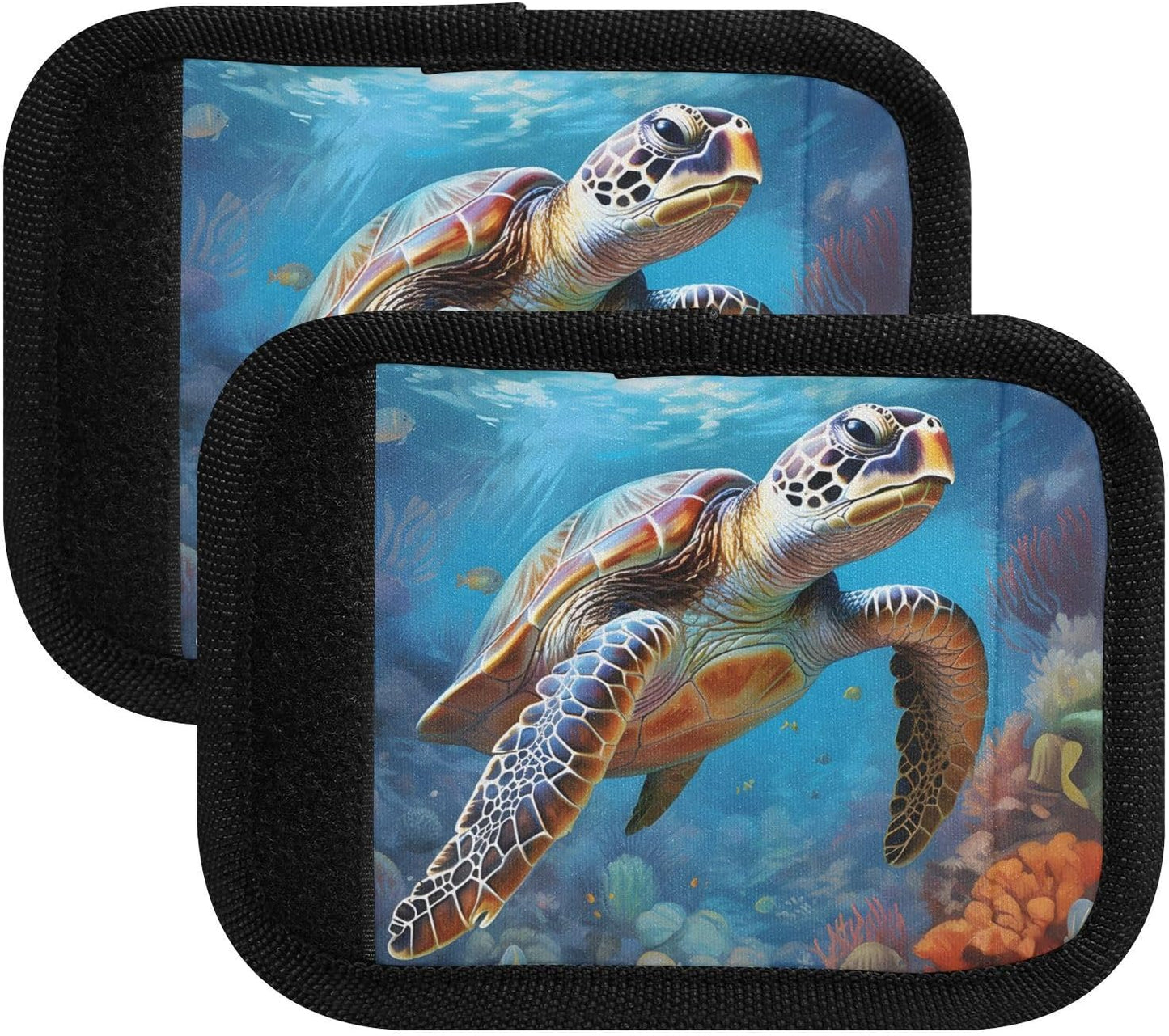 Sea Turtle 2 Pack Luggage Handle Wrap for Suitcase Luggage Identifier Travel Tags Handle Protection Sleeve Cover