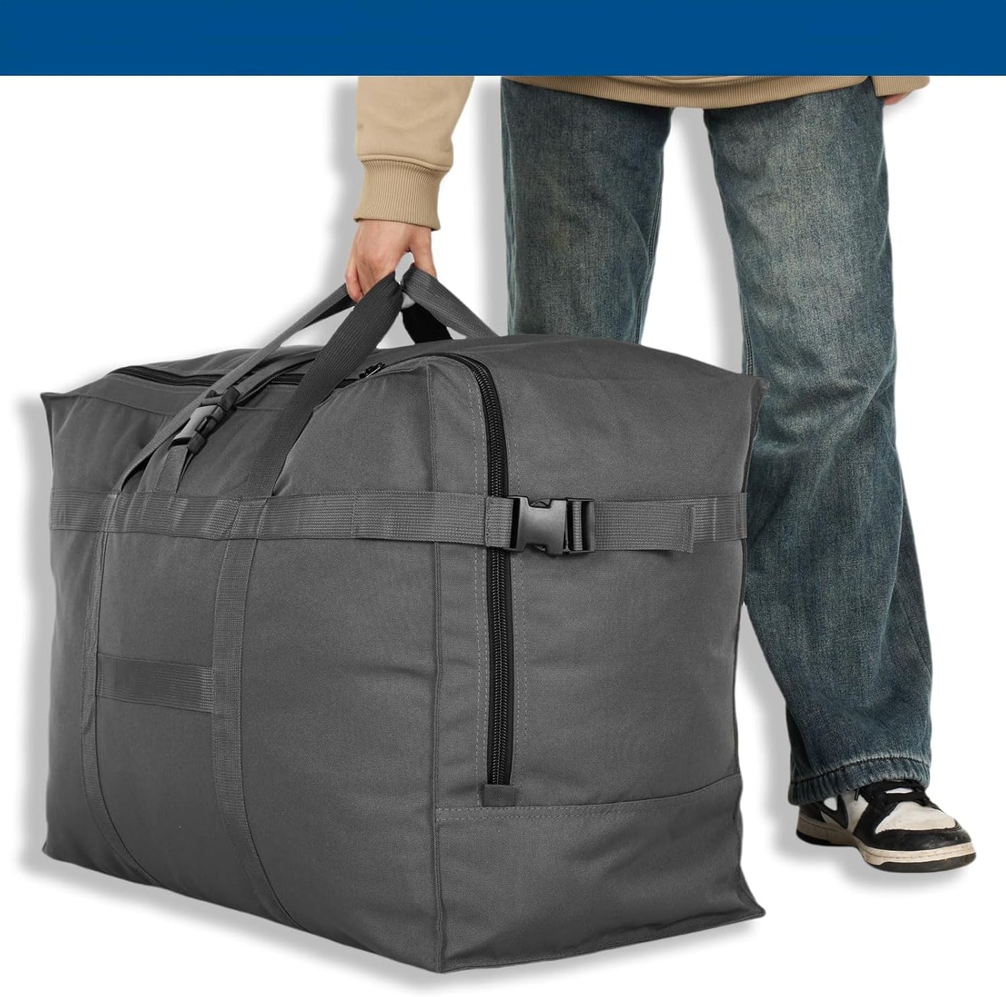 Arxus Large Duffel Bag, Waterproof Carry on Weekend Overnight Storage Bag over Luggage for Airline, Travel, Camping, Moving