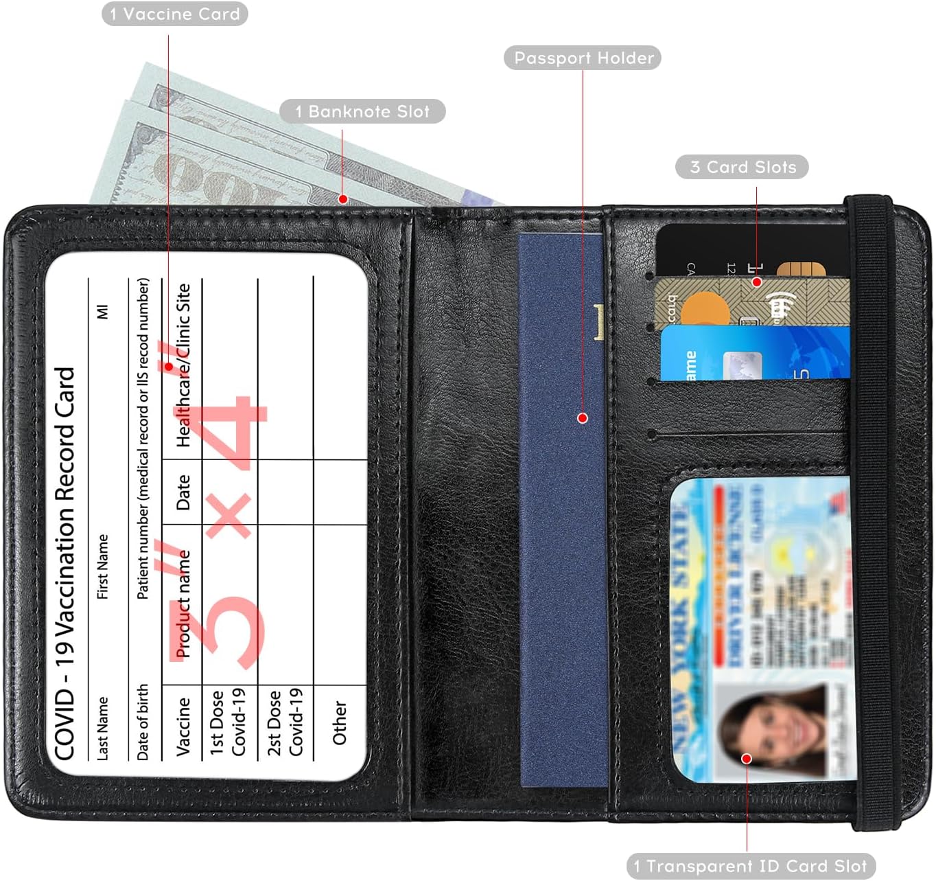 ILIYAH-Passport Cover-Passport Holder for Travel Women/Men Passport Wallet Case Travel Accessories Card Holder Wallet Unisex Travel Gifts(Black US)