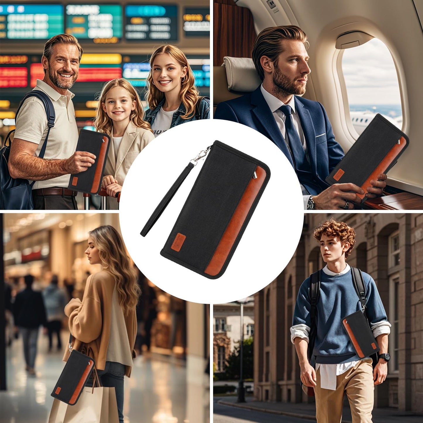 Passport Holder Family Travel Large RFID Blocking Passport Organizer, Travel Essentials Premium