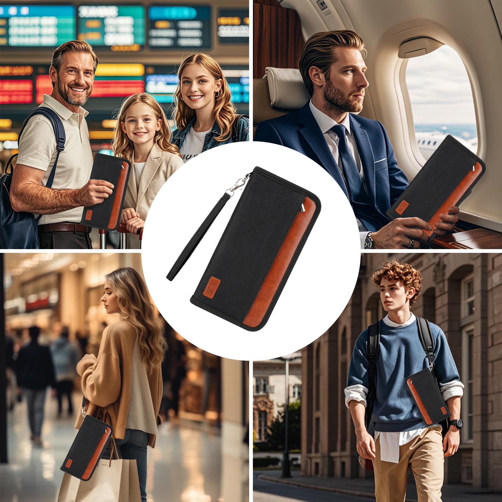 Passport Holder Family Travel Large RFID Blocking Passport Organizer, Travel Essentials Premium