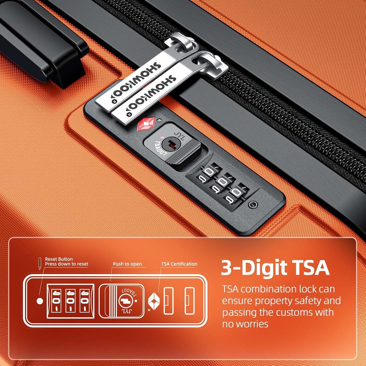 SHOWKOO Luggage Sets Expandable PC+ABS Durable Suitcase Sets Double Wheels TSA Lock 4 Piece Luggage