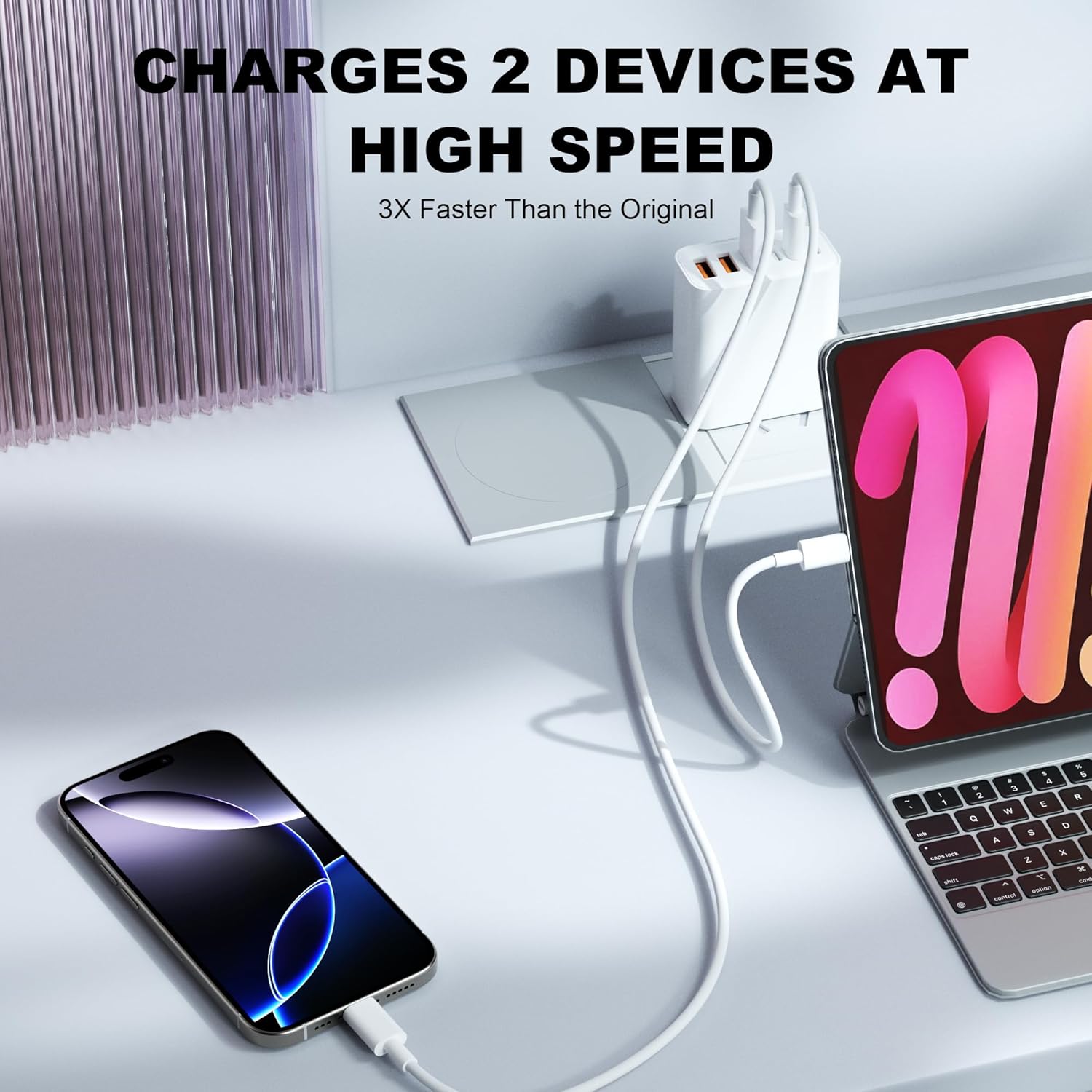 USB C Charger Block, 2-Pack 65W 6-Port USB C Wall Charger iPhone Charger Fast Charging PD Power