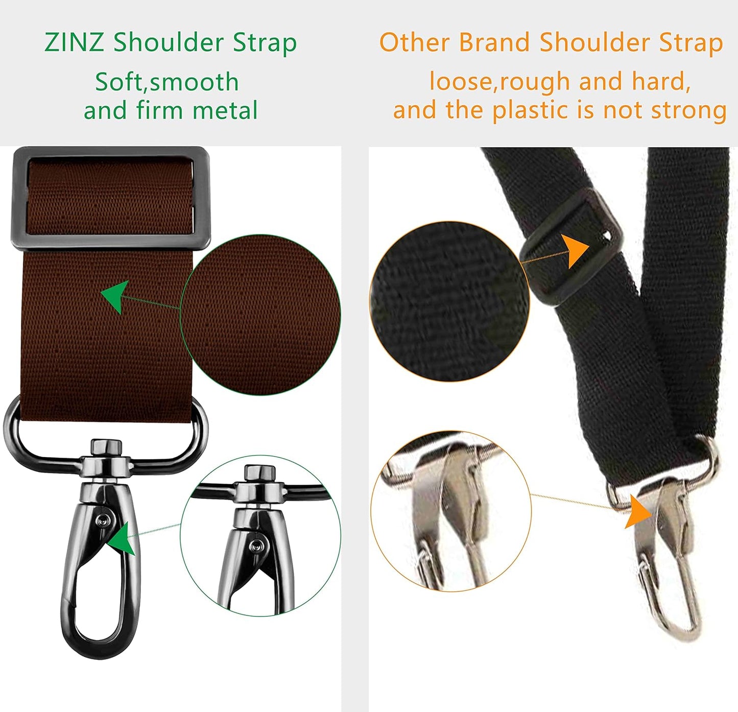 ZINZ Shoulder Strap 58" Ultra-Thick Fixed Padded and Adjustable Buckles Crossbody Strap for Briefcase Laptop Bag Luggage