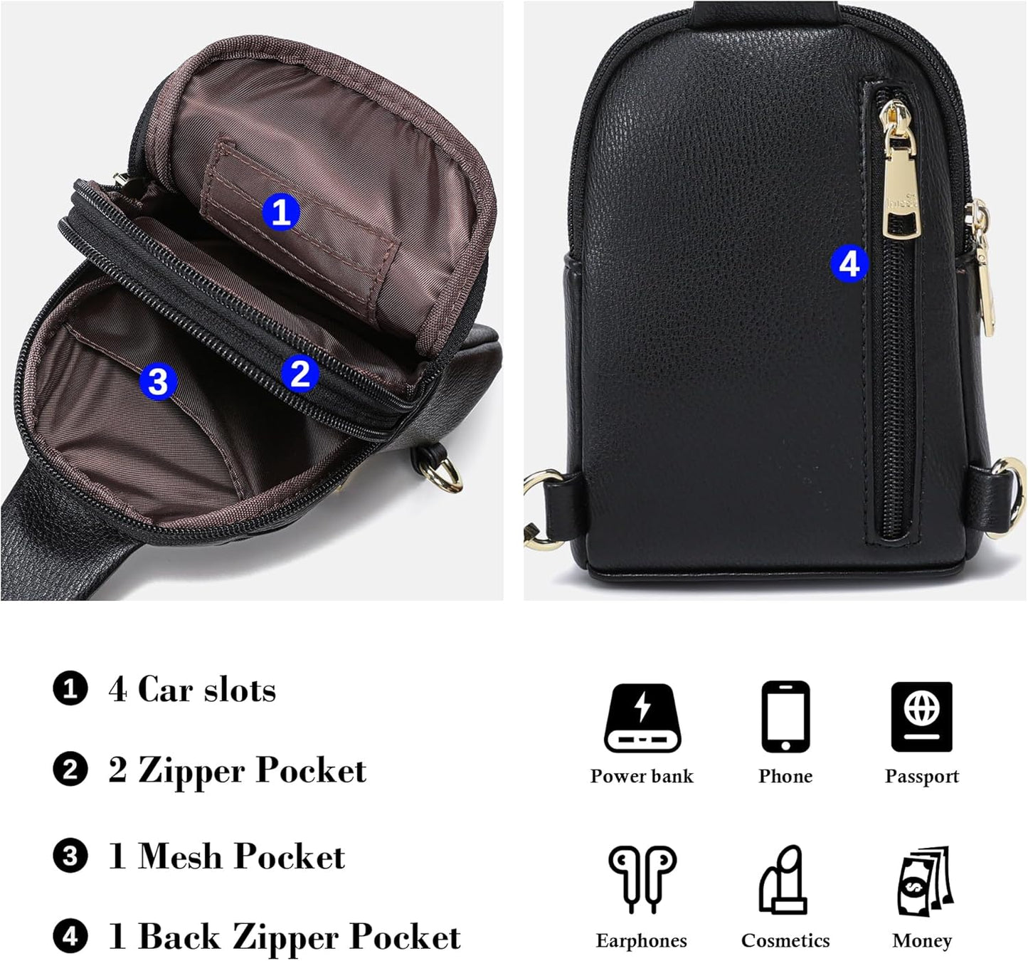 INICAT Travel Small Sling Bag Faux Leather Crossbody Bags Women Cross Body Bag Purses for Woman
