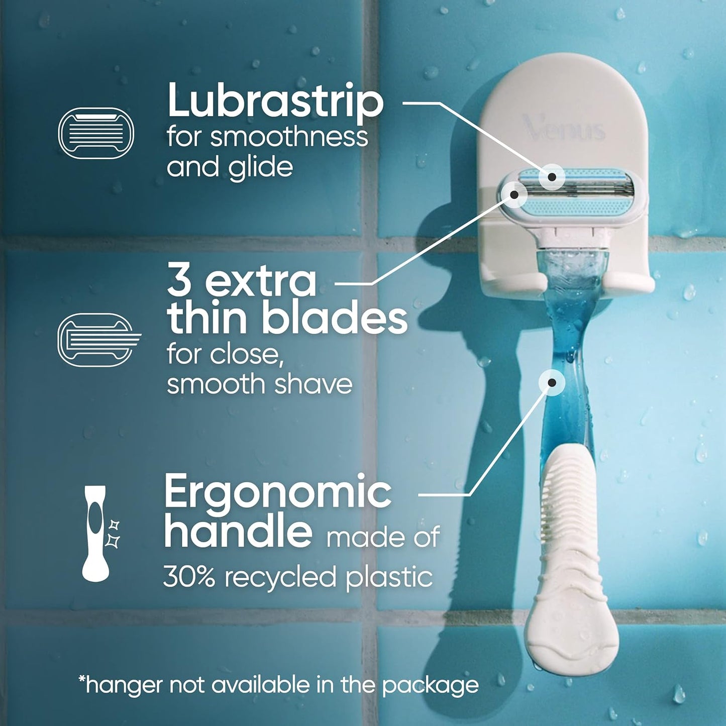 Gillette Venus Smooth Women's Razor - 1 handle + 2 refills (Pack of 2)