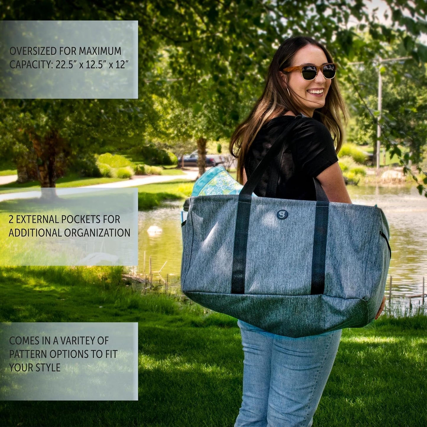geckobrands Large Utility Tote - Durable Multipurpose Bag for Beach, Travel, Shopping & Outdoor