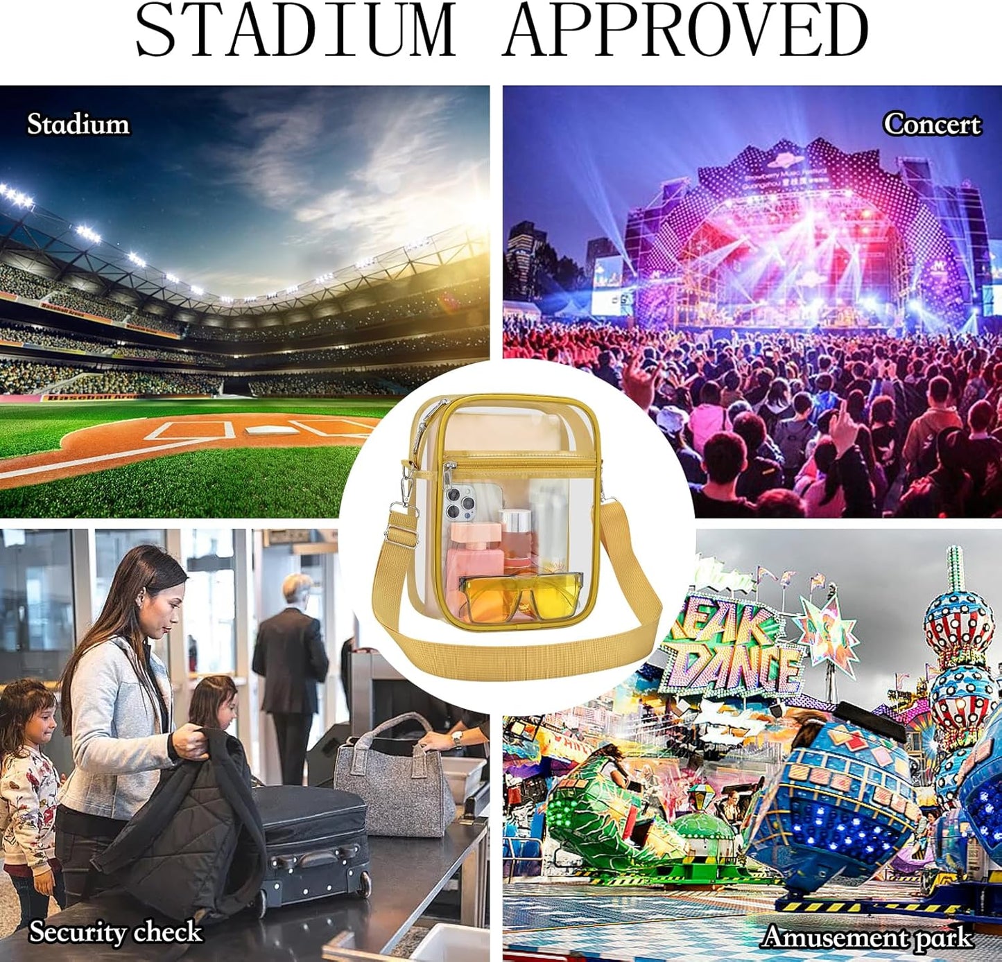 USPECLARE Clear Purse Stadium Transparent Messenger Bag Stadium Approved for Men and Women Clear CrossBody Bag