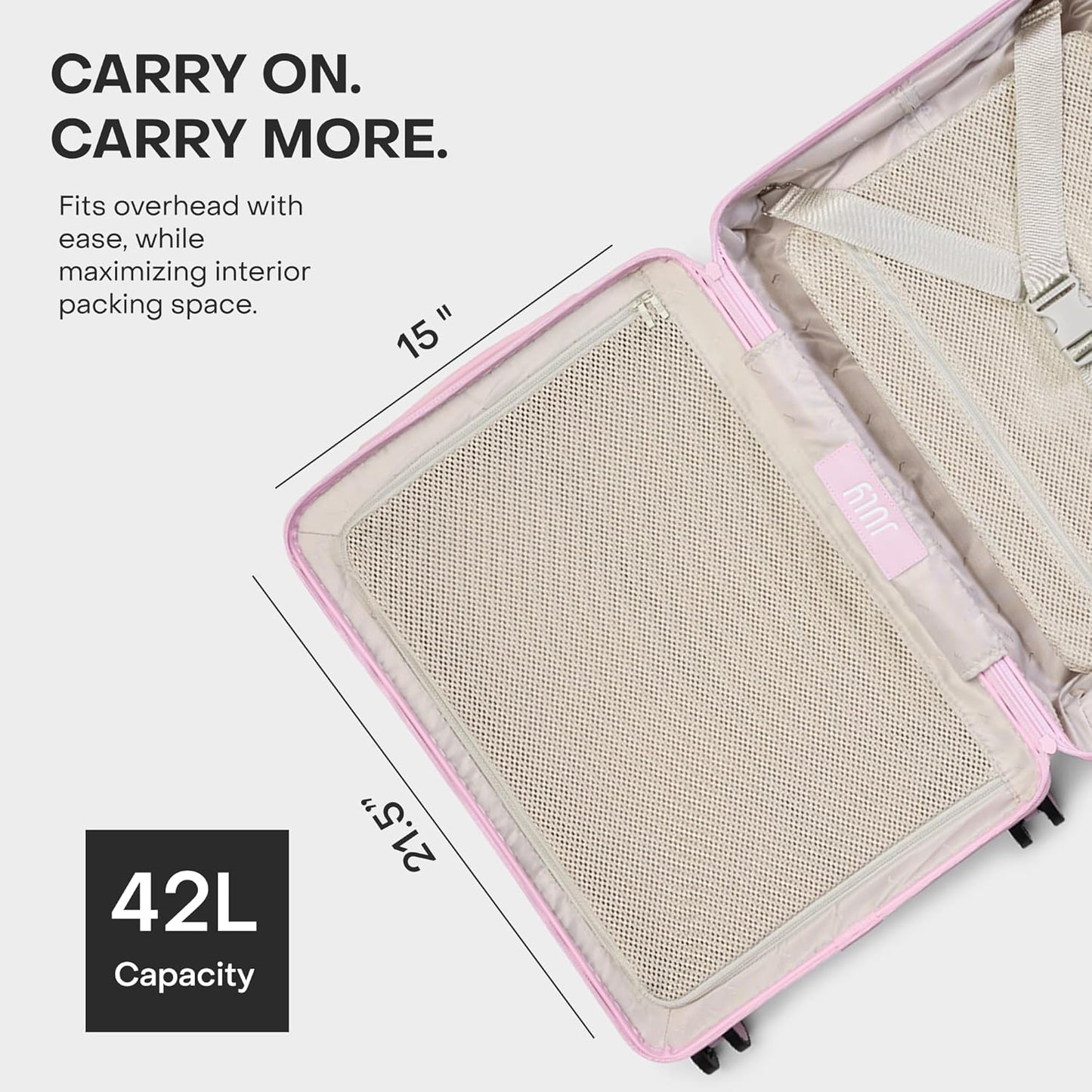 Carry On Pro - 20" Hardshell with Front Pocket, Airline Approved Carry On Luggage with Wheels, TSA Lock Rolling Suitcase, Silent Spinner Wheels, USB Ports & Ejectable Battery - Blush Pink