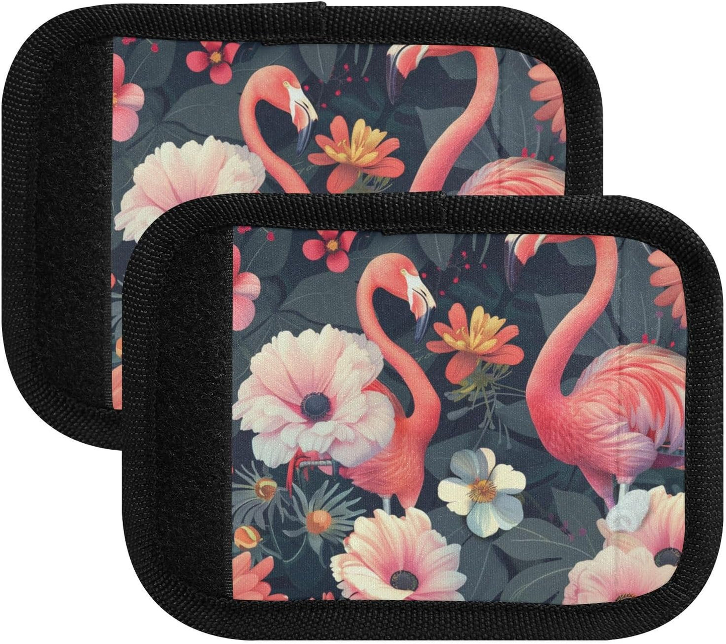 Flower and Flamingo 4 Pack Luggage Handle Wraps Covers for Suitcase Identifiers Bag Tags Travel Accessories