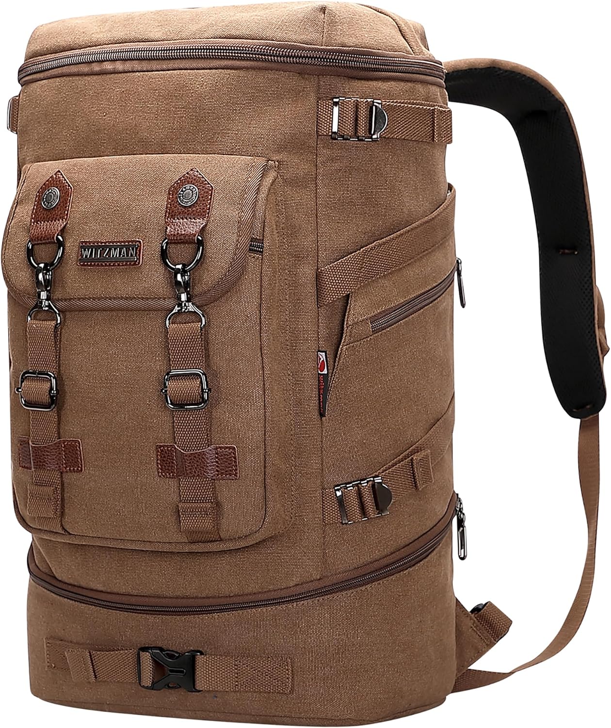 WITZMAN Travel Backpack for Men Women Canvas Backpack Carry on Luggage Rucksack Convertible Duffel Bag Large (A568 Brown)