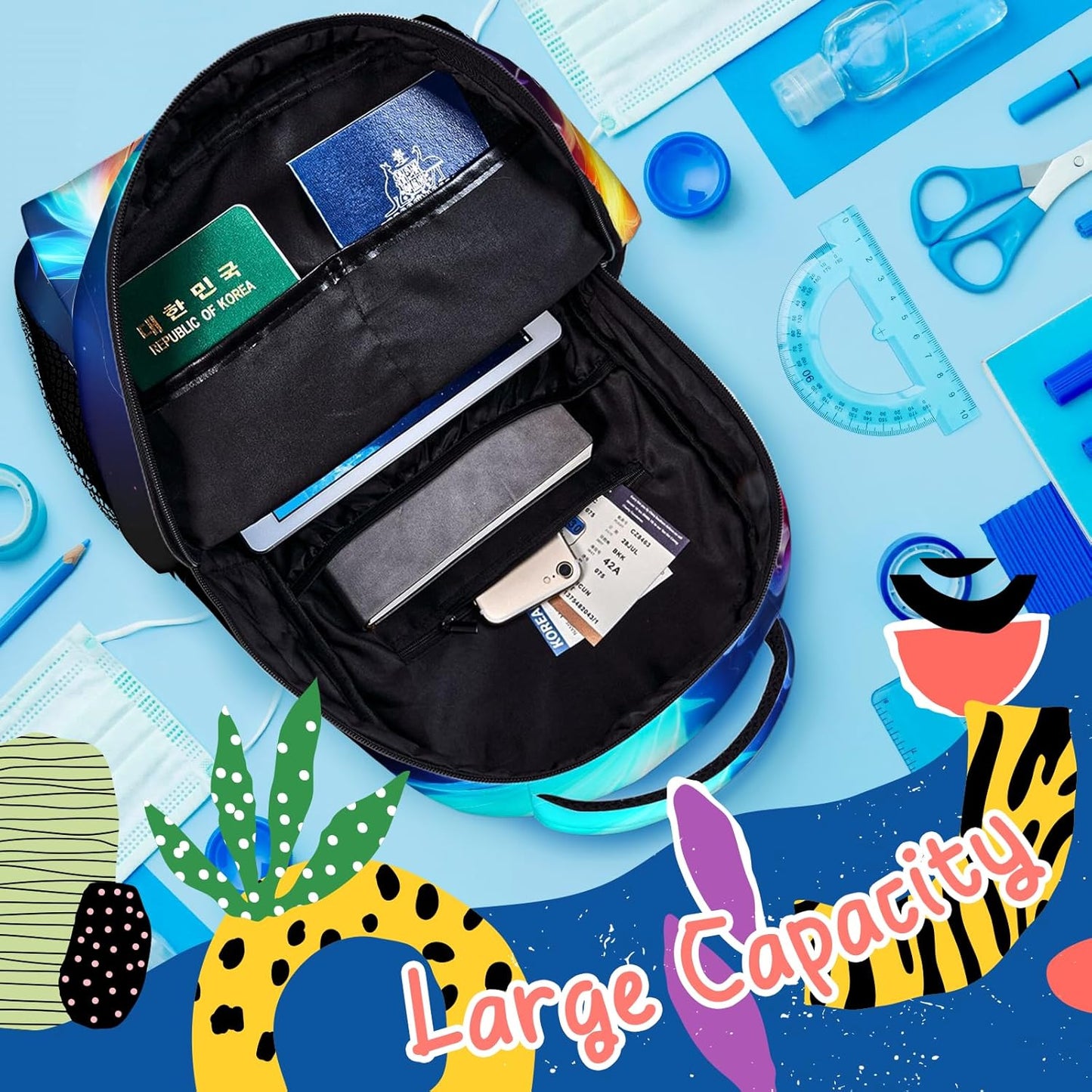 Colorful Dragon Kids Backpack For Boys Girls Elementary Schoolbag Kindergarten Bookbags Preschool Toddler Book Bags Travel Bag Computer Bag Hiking Camping Rucksack Daypack For Back To School Gifts