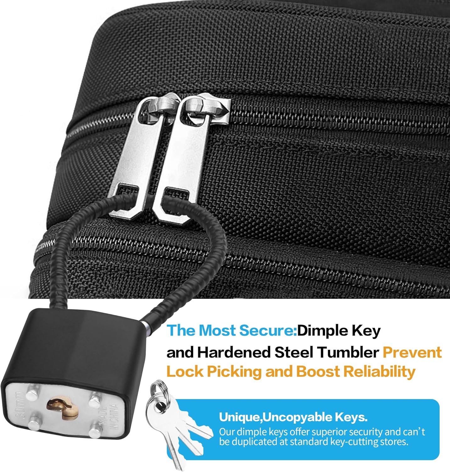 YAODHADO Luggage Locks with Keys,Locker Lock Small Luggage Padlocks for Travel Suitcase Locks Padlock Apply to Locker Lock,Gym Locker (2PCS) (Black)
