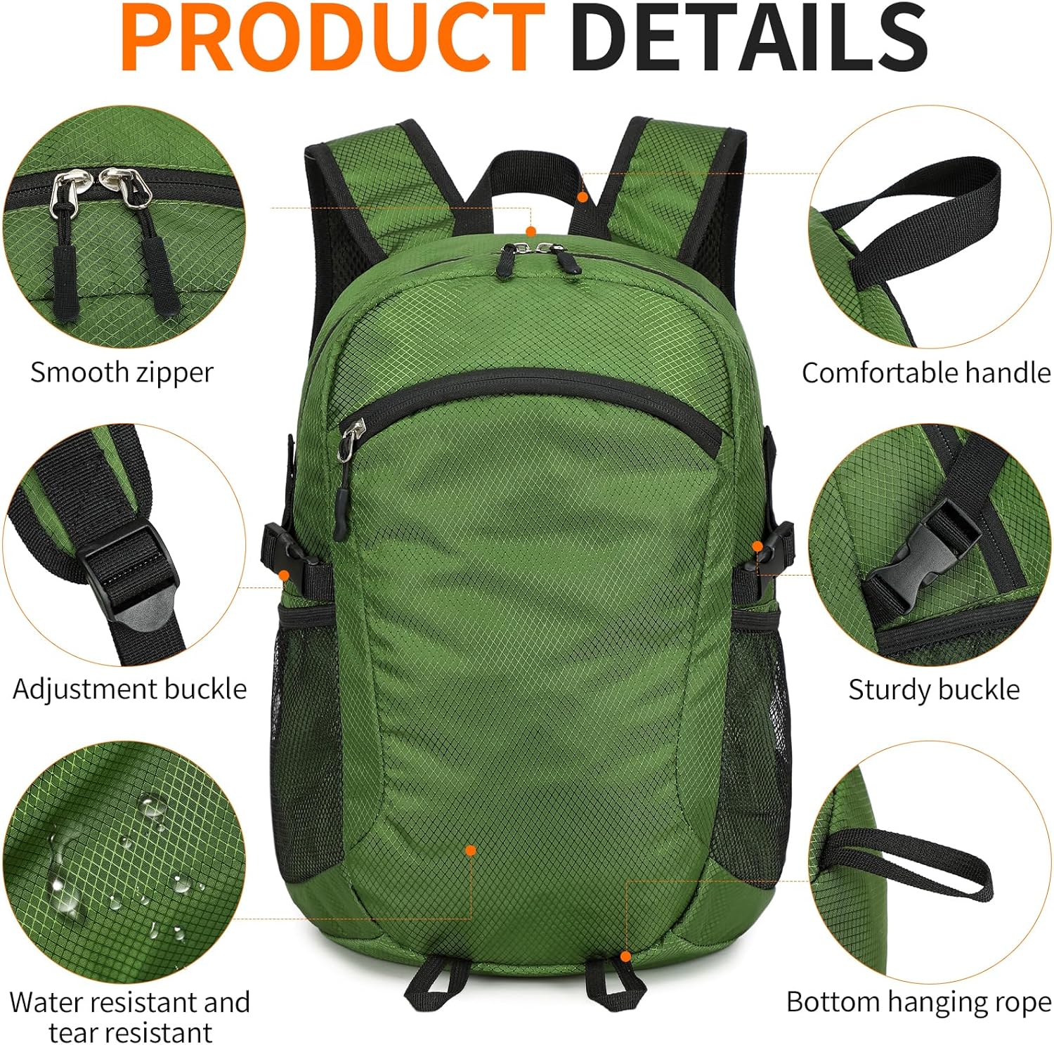 Small Hiking Backpack 15L Travel Lightweight Hiking Packable Daypack Water-Resistant Foldable