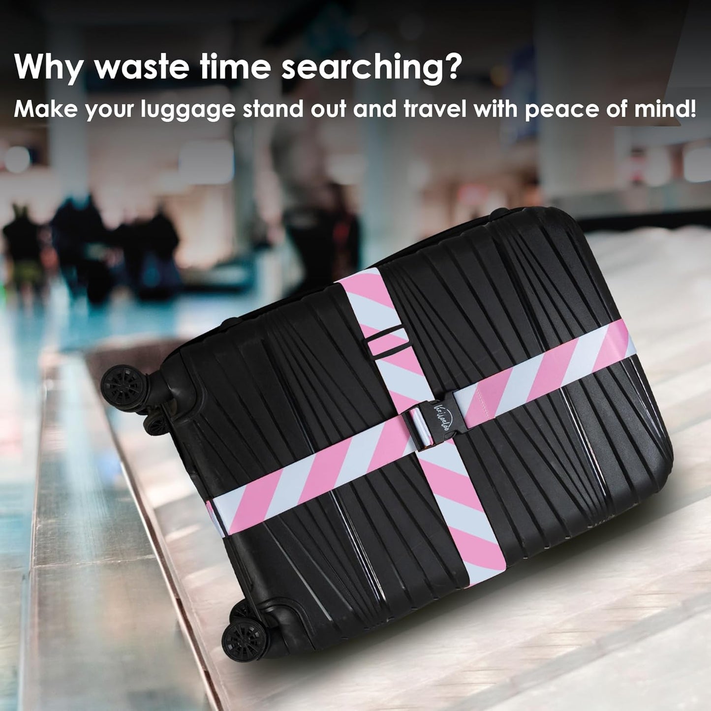 Adjustable Luggage Straps for Secure Travel,TSA Approved Heavy Duty Suitcase Belts with Quick-Release Buckle, Durable Travel Straps for Luggage Protection and Easy Identification 3 Pack (White Pink)