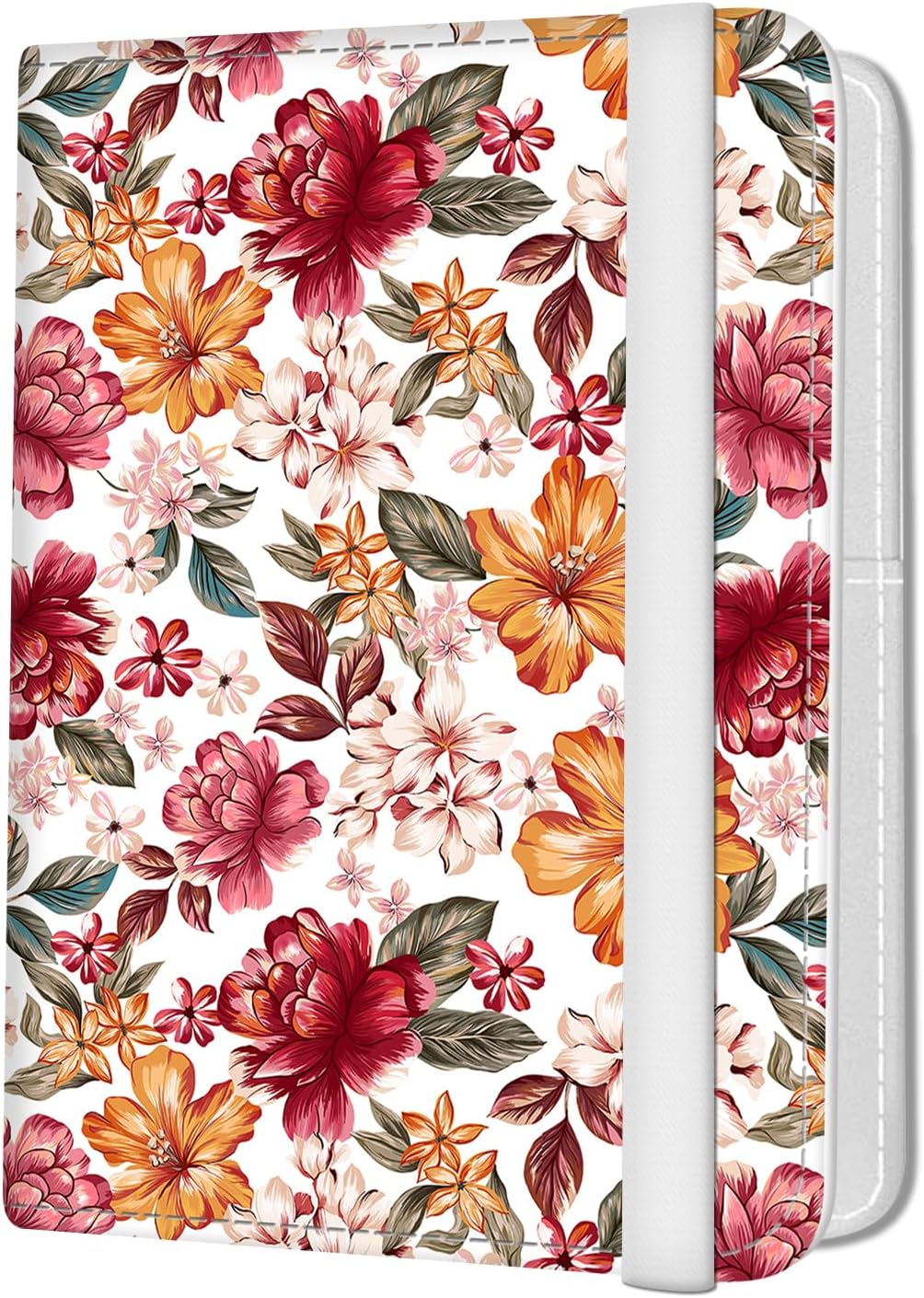 Passport Holder for Travel Essentials, Leather RFID Blocking Passport Wallet Cover Case, Cute Passport Book Holders for Women and Men Luxury Red Flowers