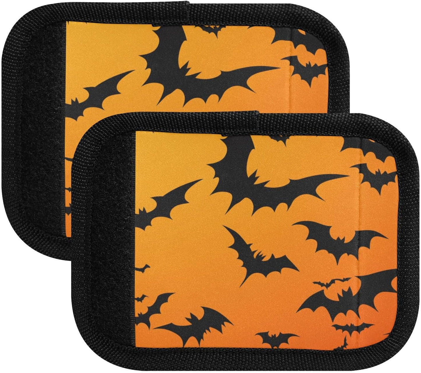 Halloween Bats Orange 2 Pack Luggage Handle Wraps Covers for Suitcase Identifiers Bag Tags Travel Accessories