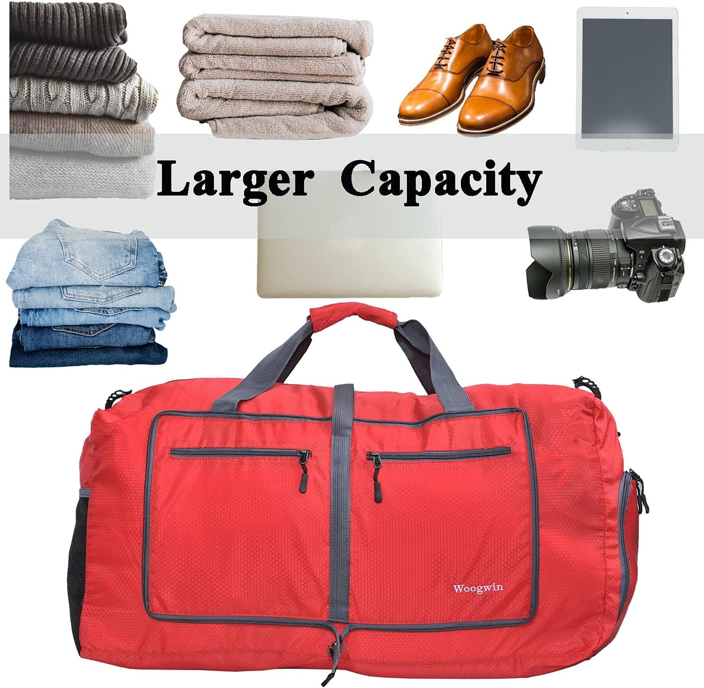 Woogwin Travel Duffel Bag Large Foldable Waterproof Overnight Bag for Beach Swim Bags Pool Sports