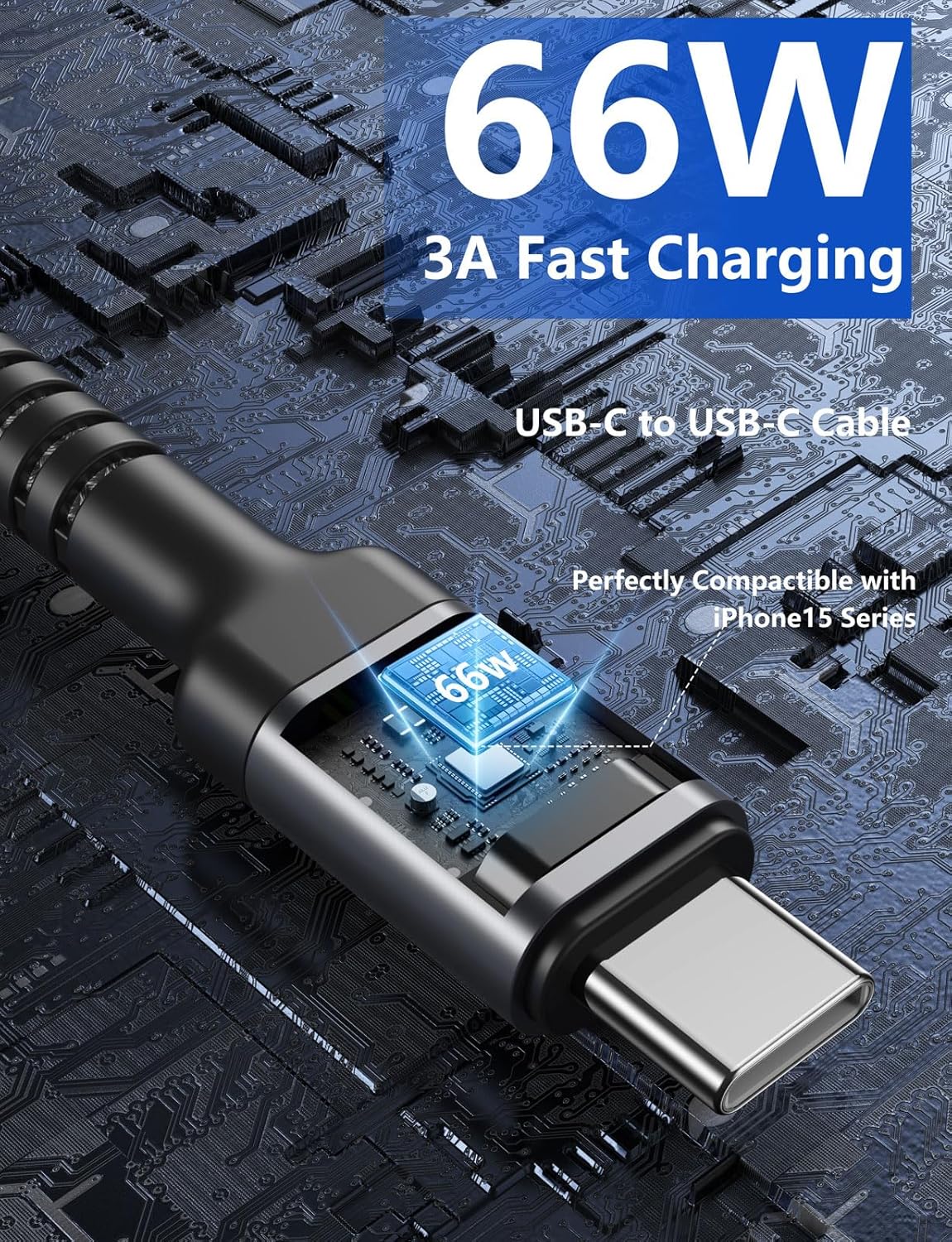 USB C Cable 6FT, 2 Pack USBC to C Cables, Type C Fast Charging Cable Nylon Braided USBC Charger Cable Compatible with iPhone 17/16/15/Pro/Plus/Pro Max/Samsung Galaxy S23/LG/Switch