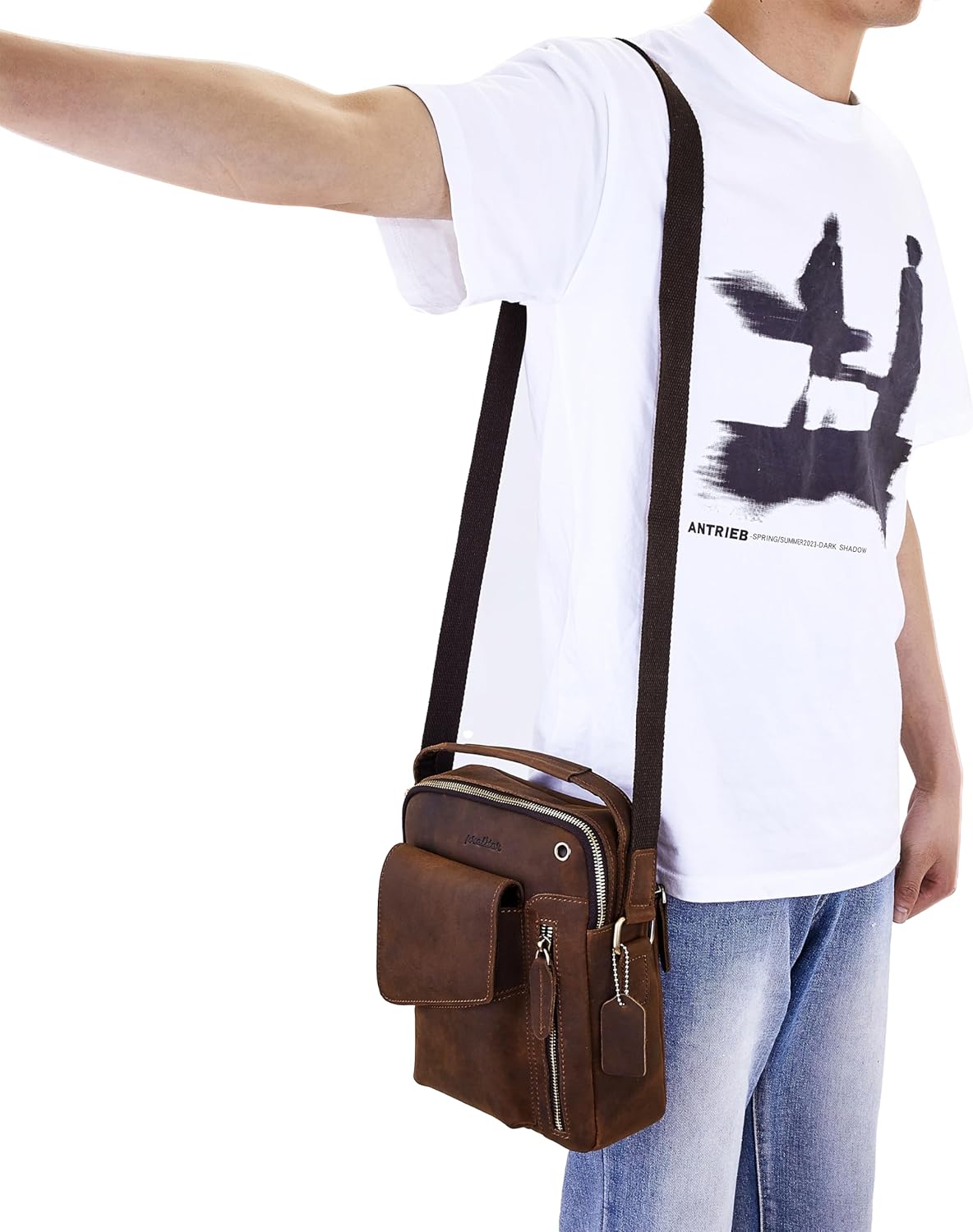 Small Mens Bags Crossbody, Mens Messenger Bag Crossbody, Adjustable Strap Sling Bag Vintage Handle Bags Man Bag, Men's Shoulder Bag for Work Business Travel
